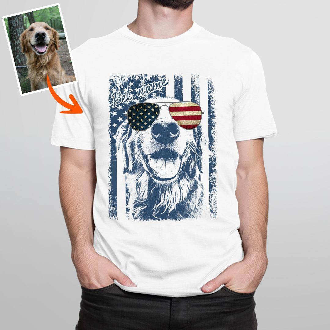 Patriotic Custom Dogface T-Shirt For Dad