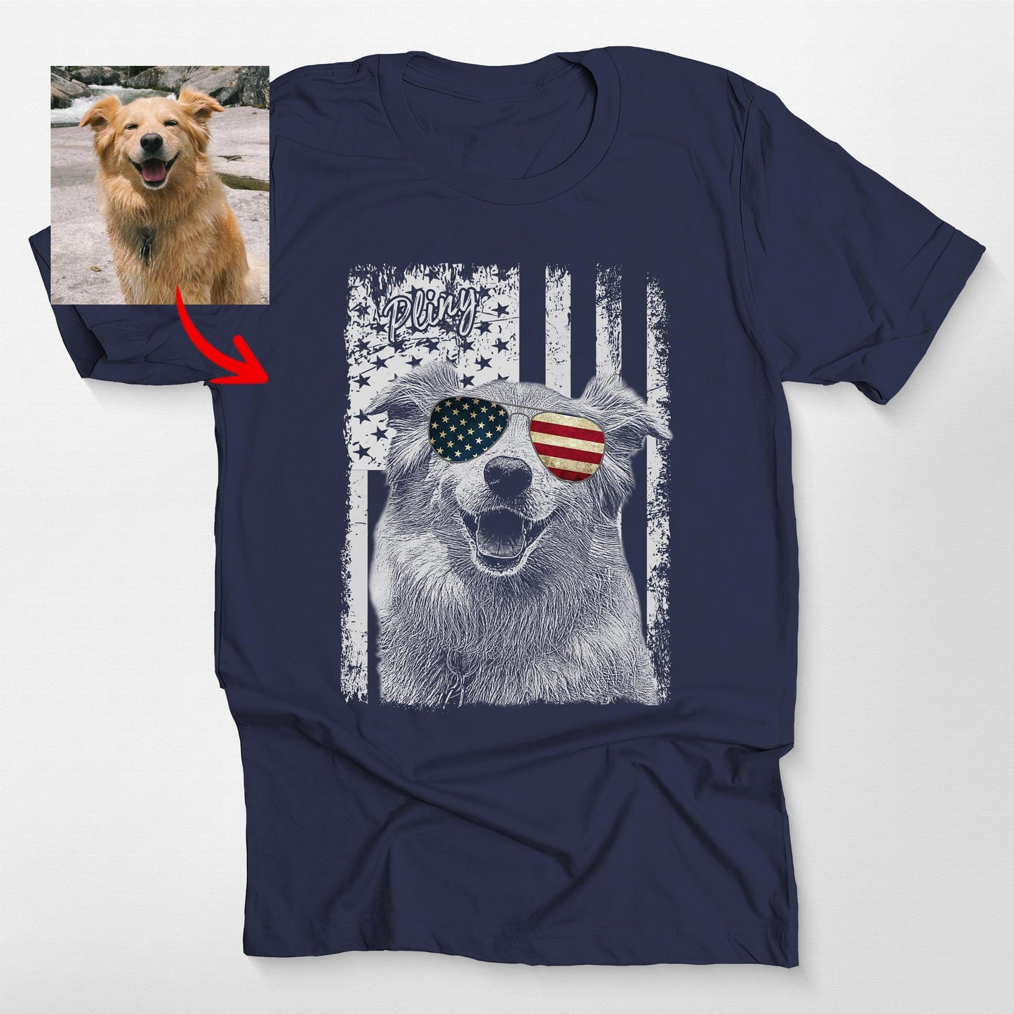 Patriotic Custom Dogface T-Shirt For Dad
