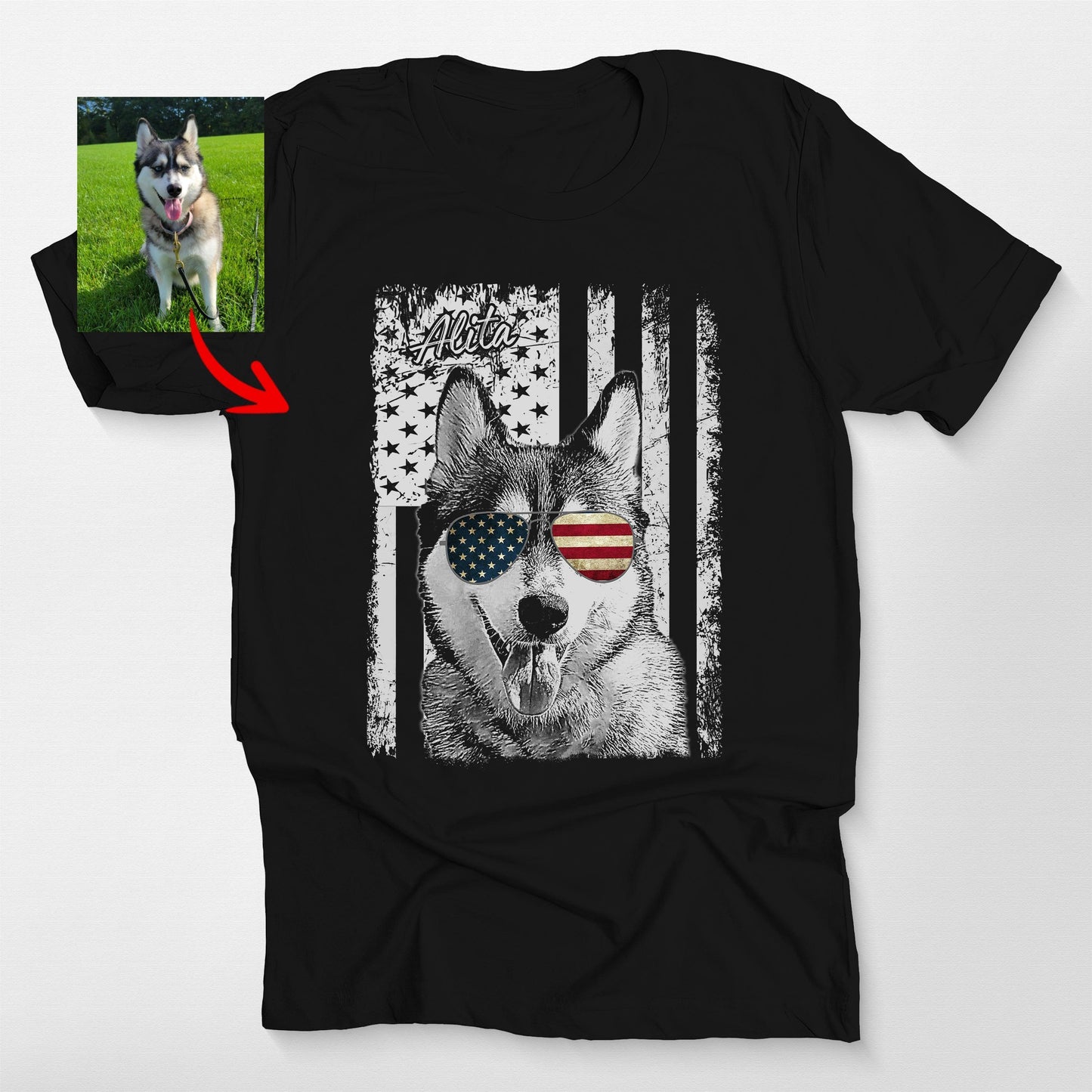 Patriotic Custom Dogface T-Shirt For Dad
