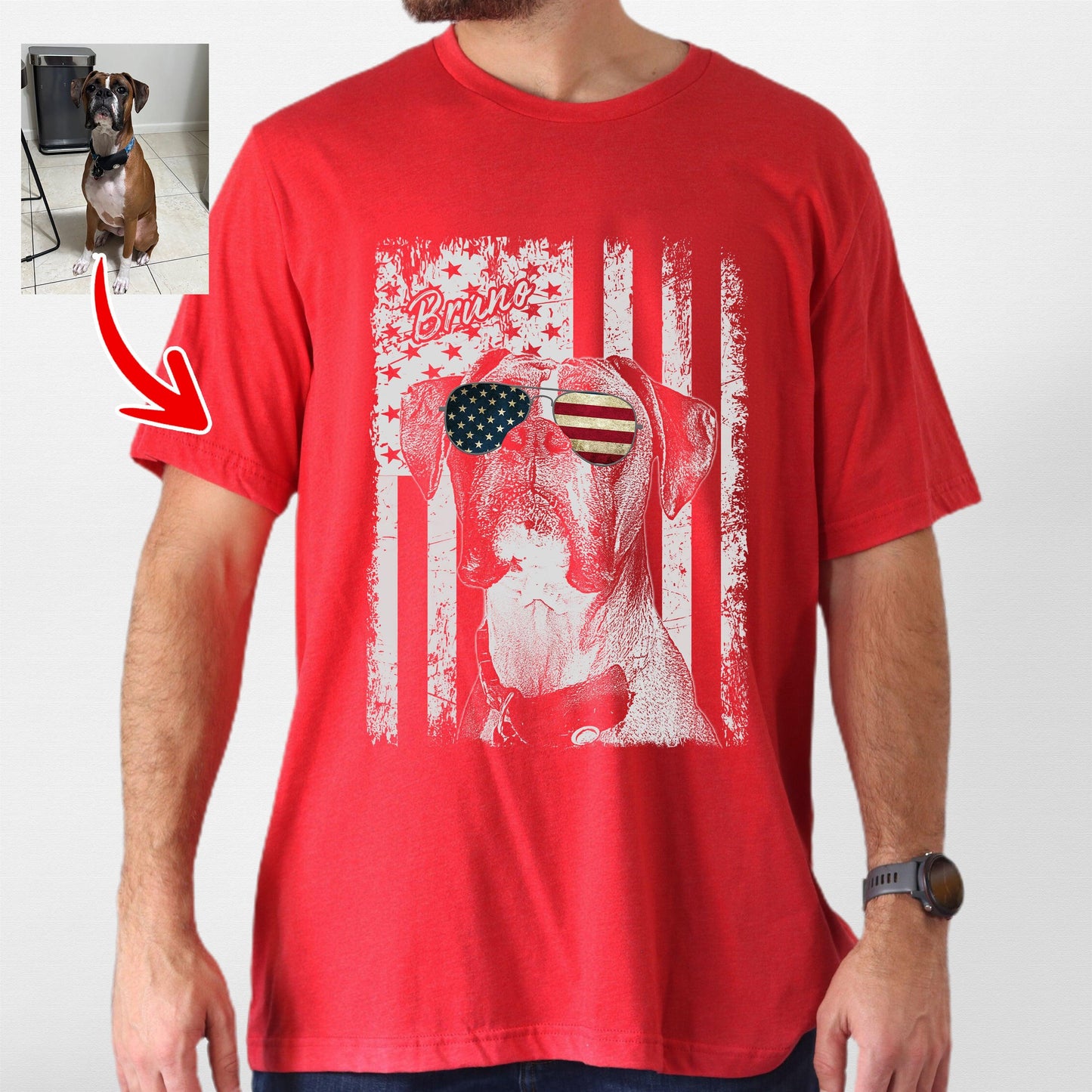 Patriotic Custom Dogface T-Shirt For Dad
