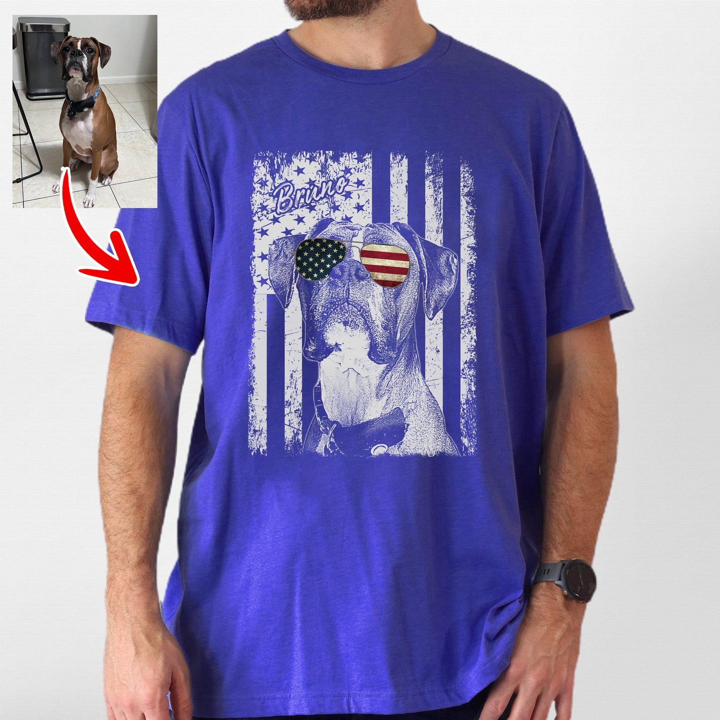 Patriotic Custom Dogface T-Shirt For Dad