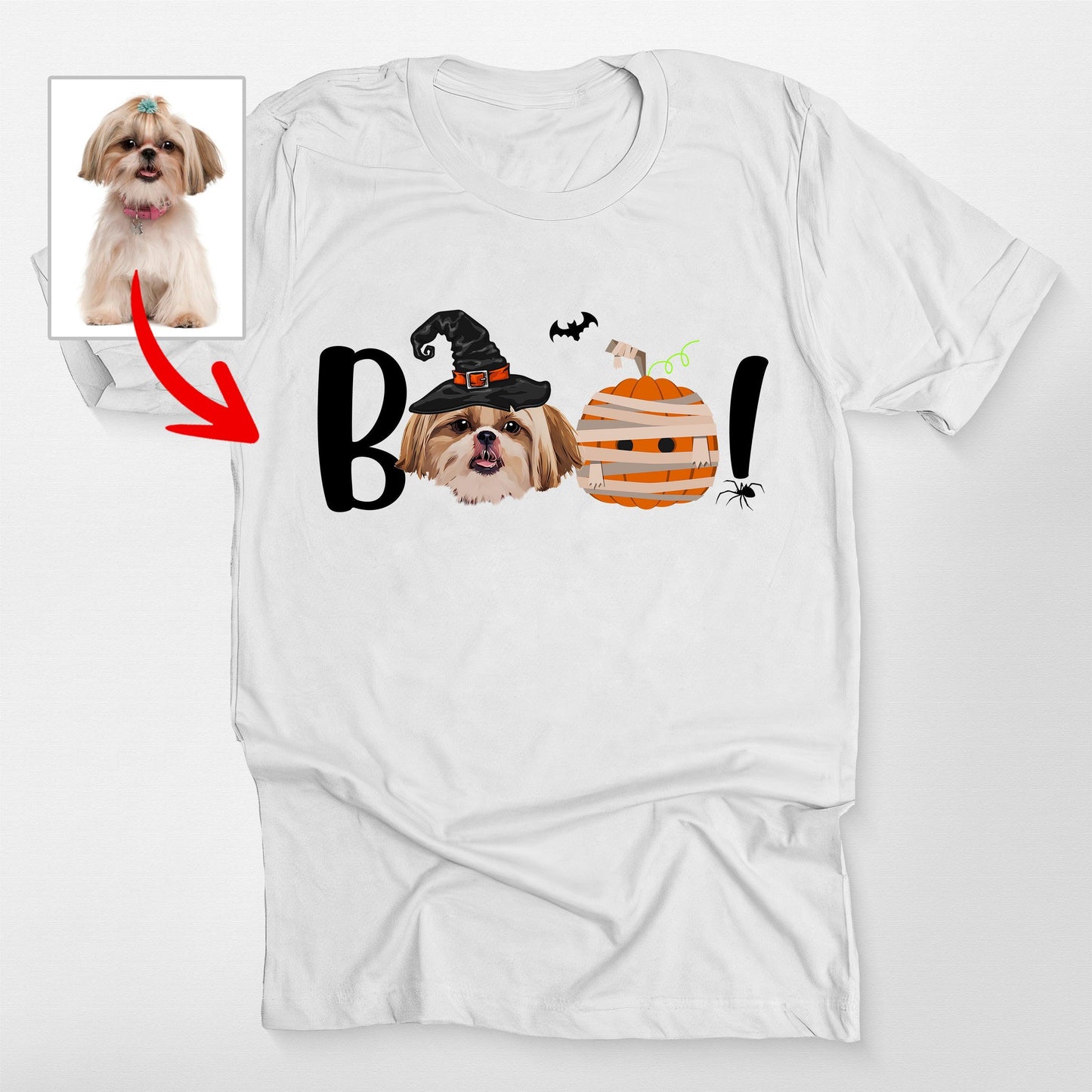 Boo! Customized Halloween Dog Portrait Unisex T-Shirt For Dog's Human