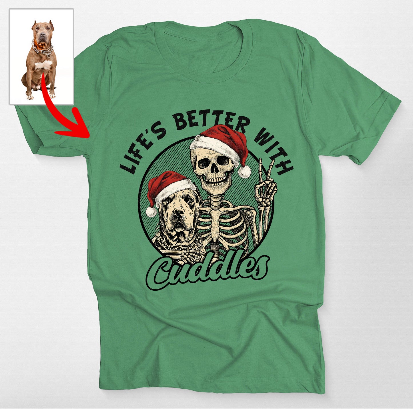 Life's Better With Dog Funny Skeleton Christmas Bella Canvas T-Shirt