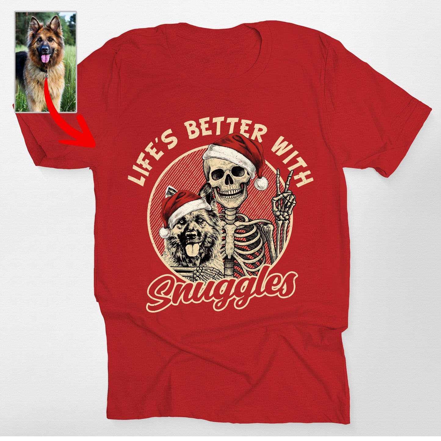 Life's Better With Dog Funny Skeleton Christmas Bella Canvas T-Shirt