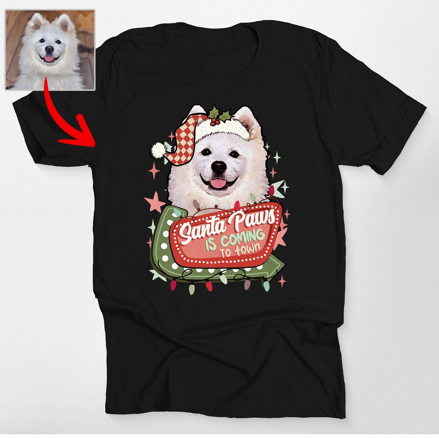 Santa Paws Is Coming To Town Bella Canvas Christmas TShirt