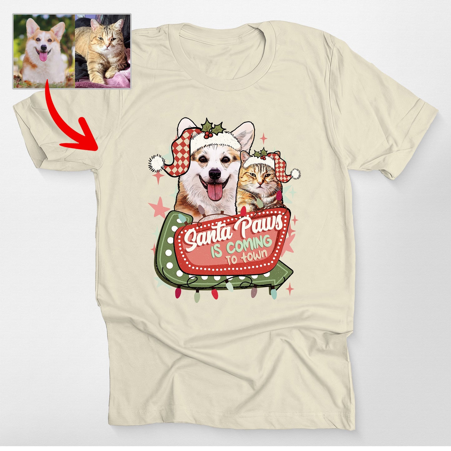 Santa Paws Is Coming To Town Bella Canvas Christmas TShirt