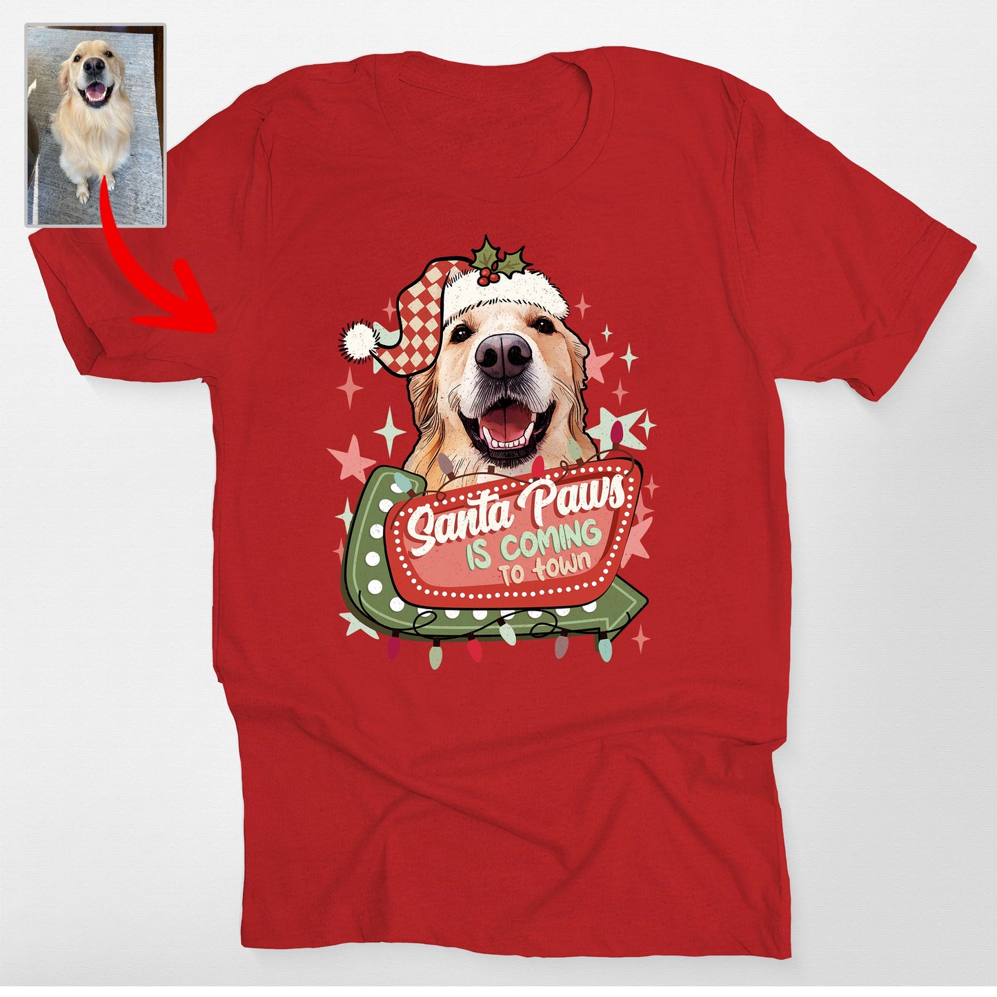 Santa Paws Is Coming To Town Bella Canvas Christmas TShirt