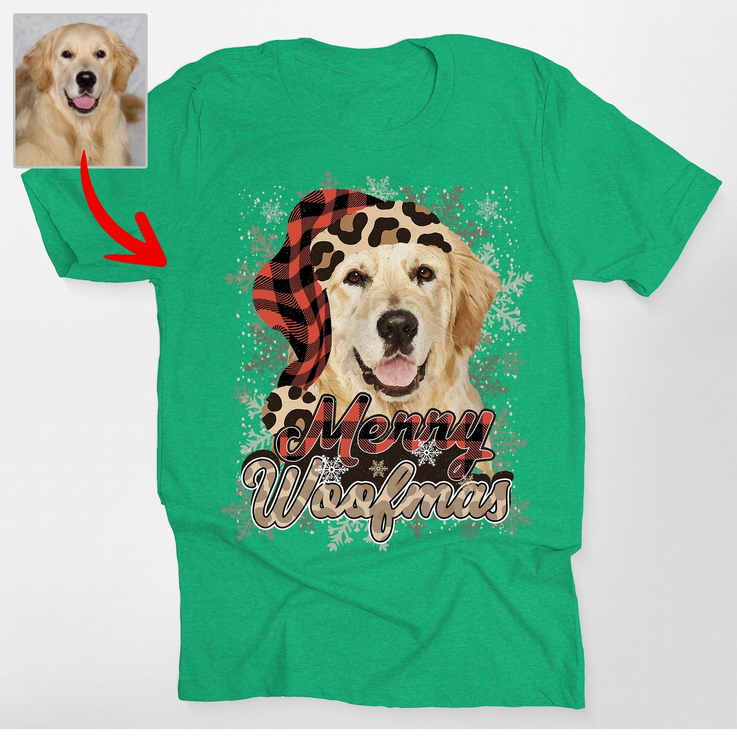 Merry Woofmas Custom Dog Leopard Bella Canvas TShirt For Dog Moms