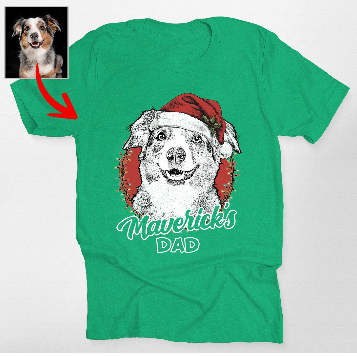 Custom Dog Santa Hat Christmas Bella Canvas T-Shirt