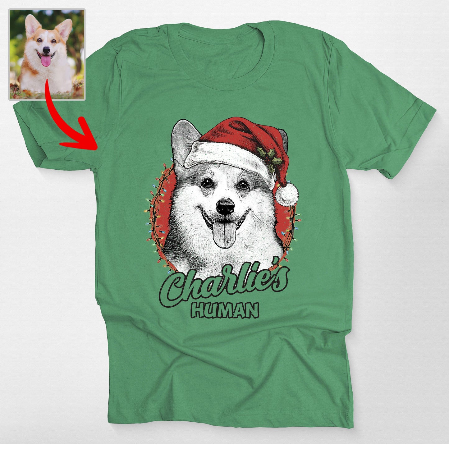 Custom Dog Santa Hat Christmas Bella Canvas T-Shirt