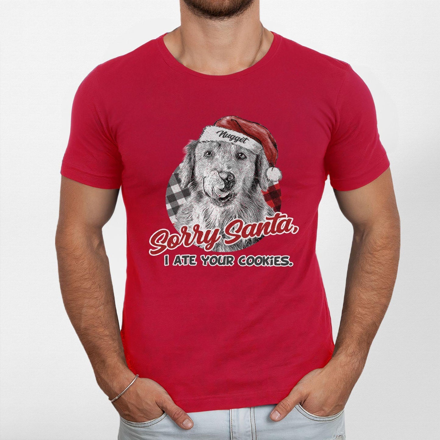 Funny Dog Lovers Christmas Crewneck - Custom Pet Portrait Santa Gift