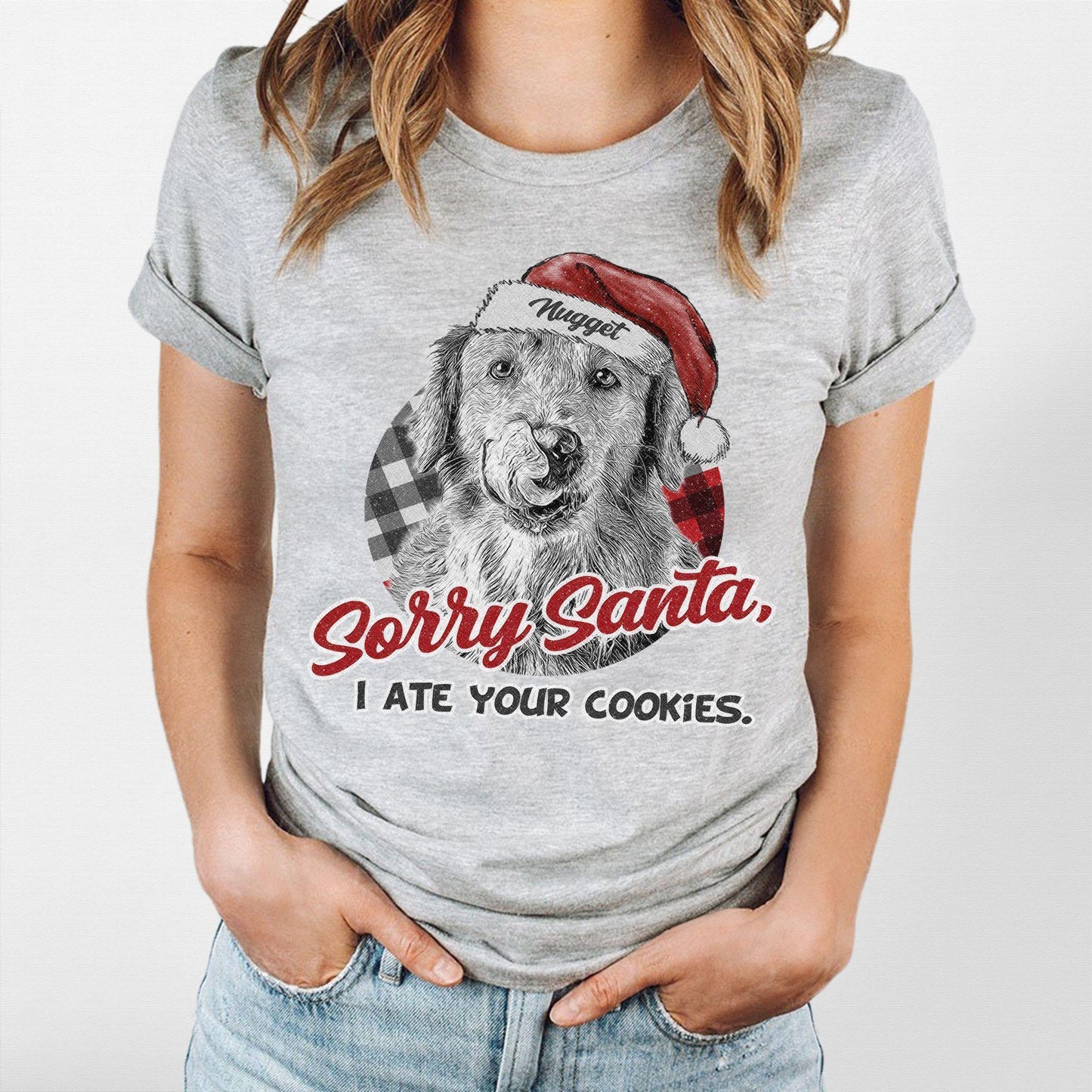 Funny Dog Lovers Christmas Crewneck - Custom Pet Portrait Santa Gift
