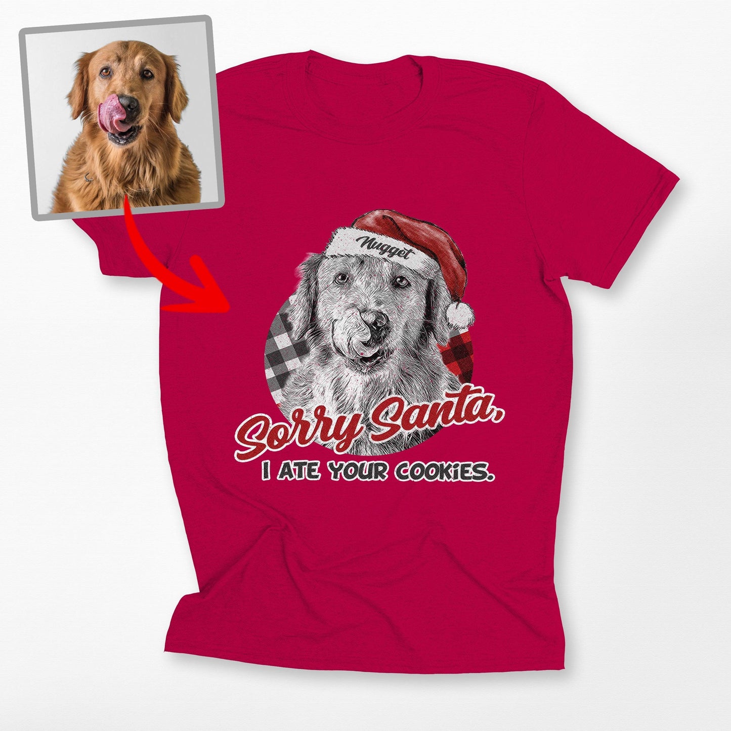 Funny Dog Lovers Christmas Crewneck - Custom Pet Portrait Santa Gift