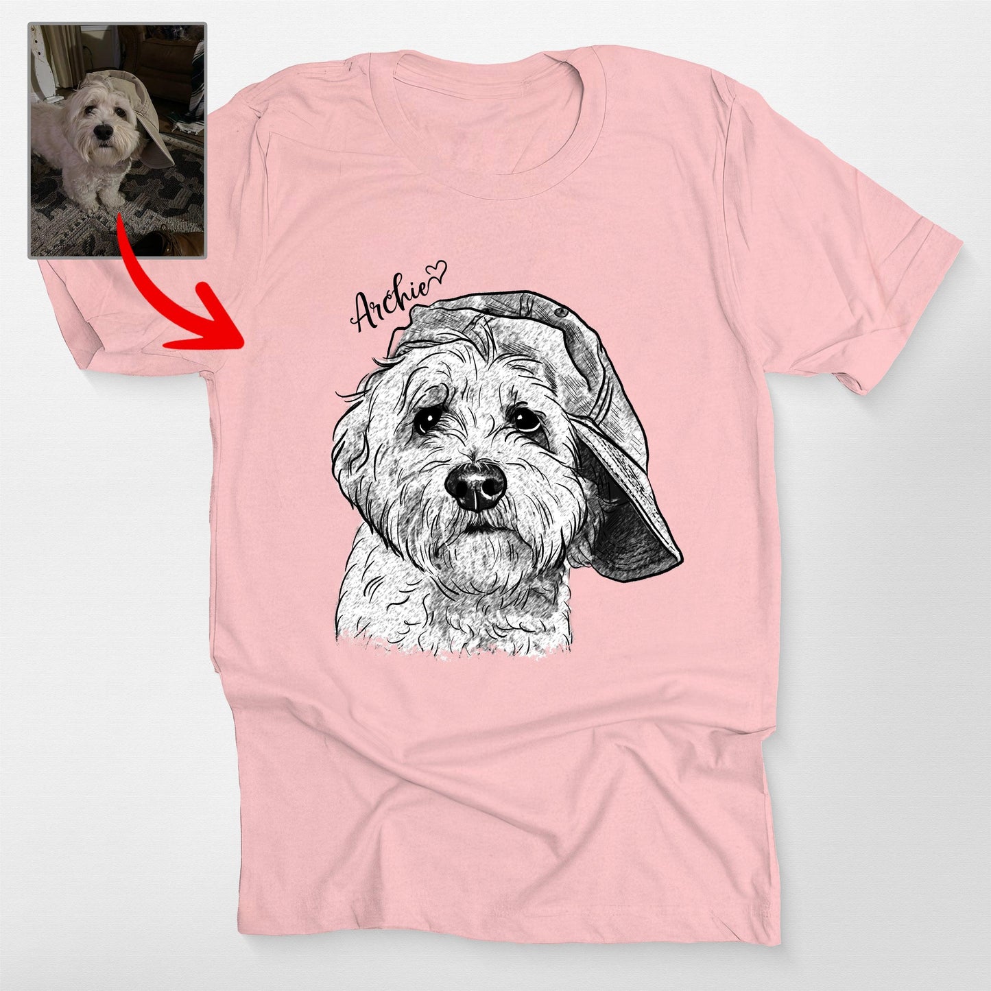 Custom Hand-Drawn Dog Sketch Bella Canvas Shirt for Dog Lovers