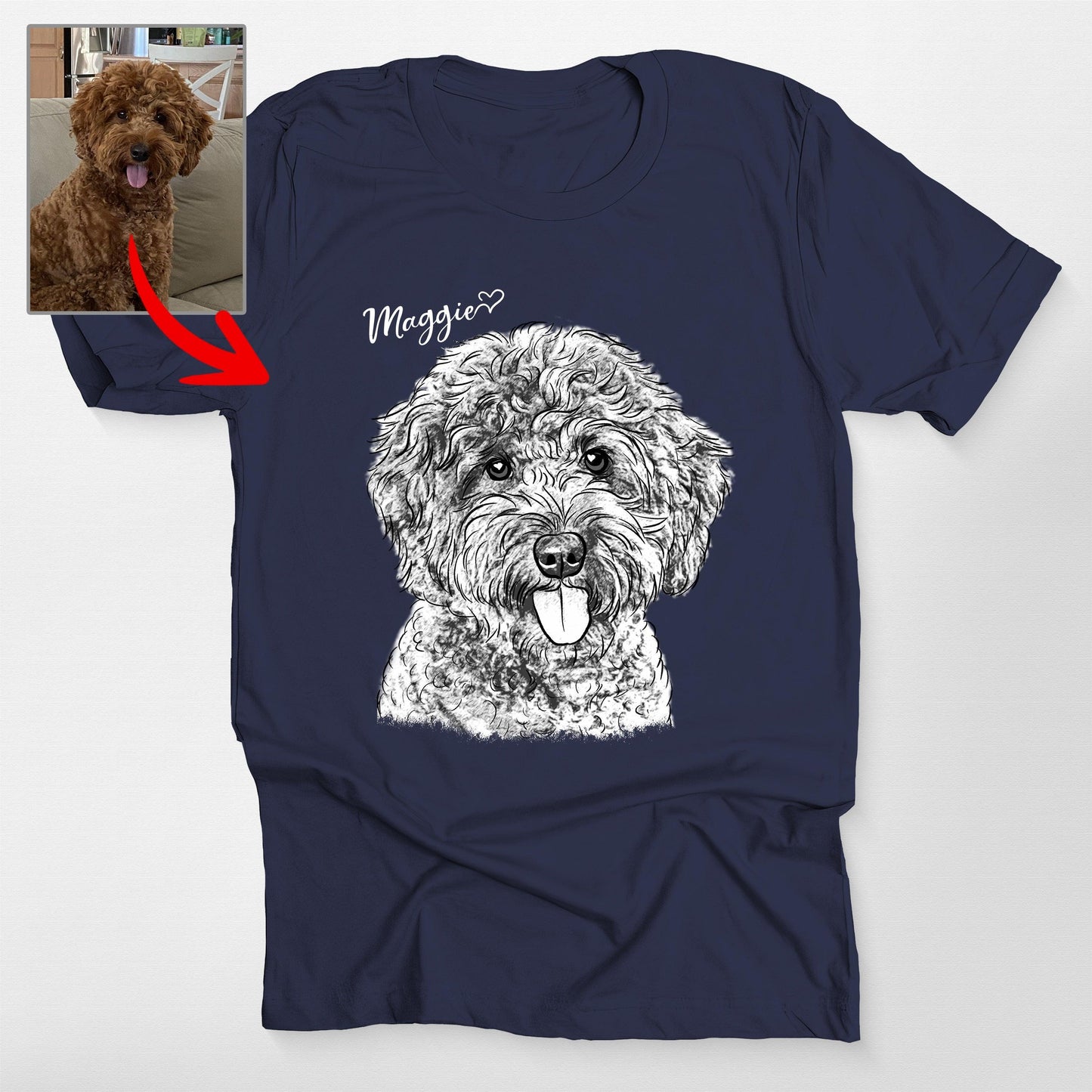 Custom Hand-Drawn Dog Sketch Bella Canvas Shirt for Dog Lovers
