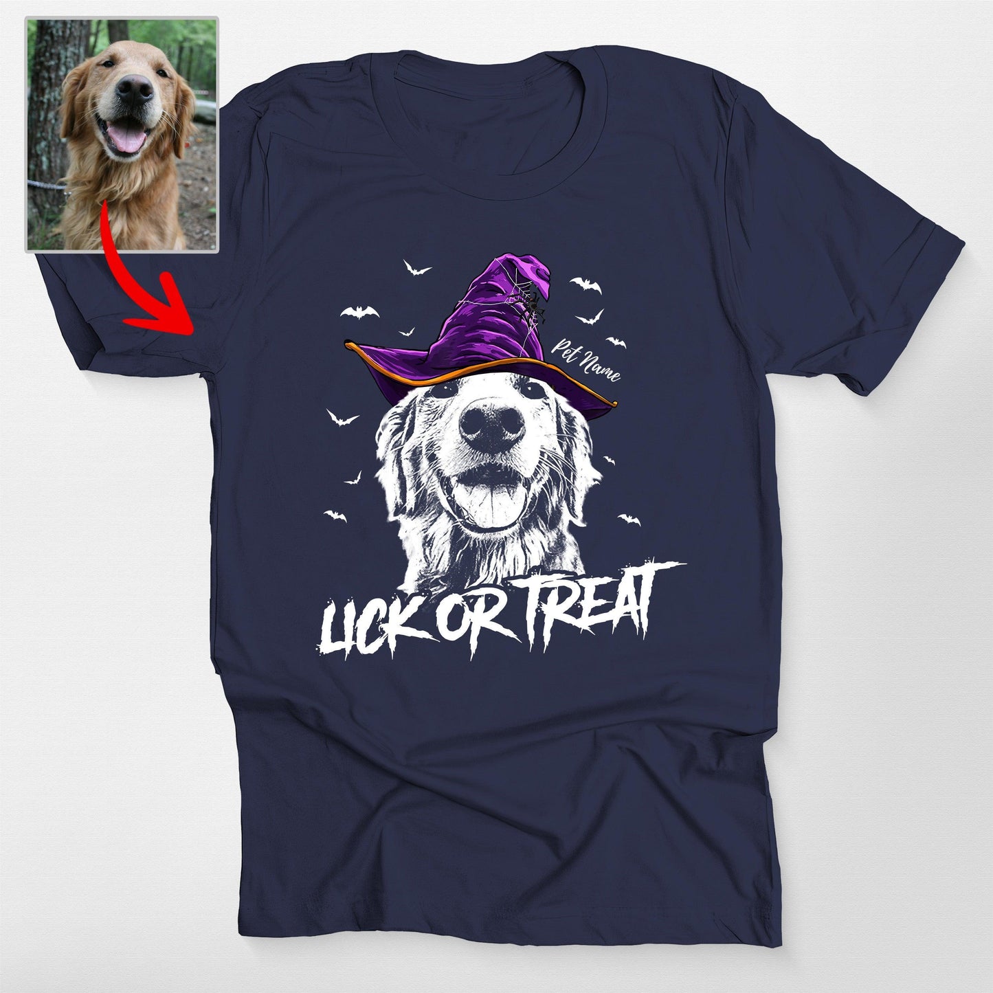 Custom Witch Dog Portrait Halloween T-Shirt