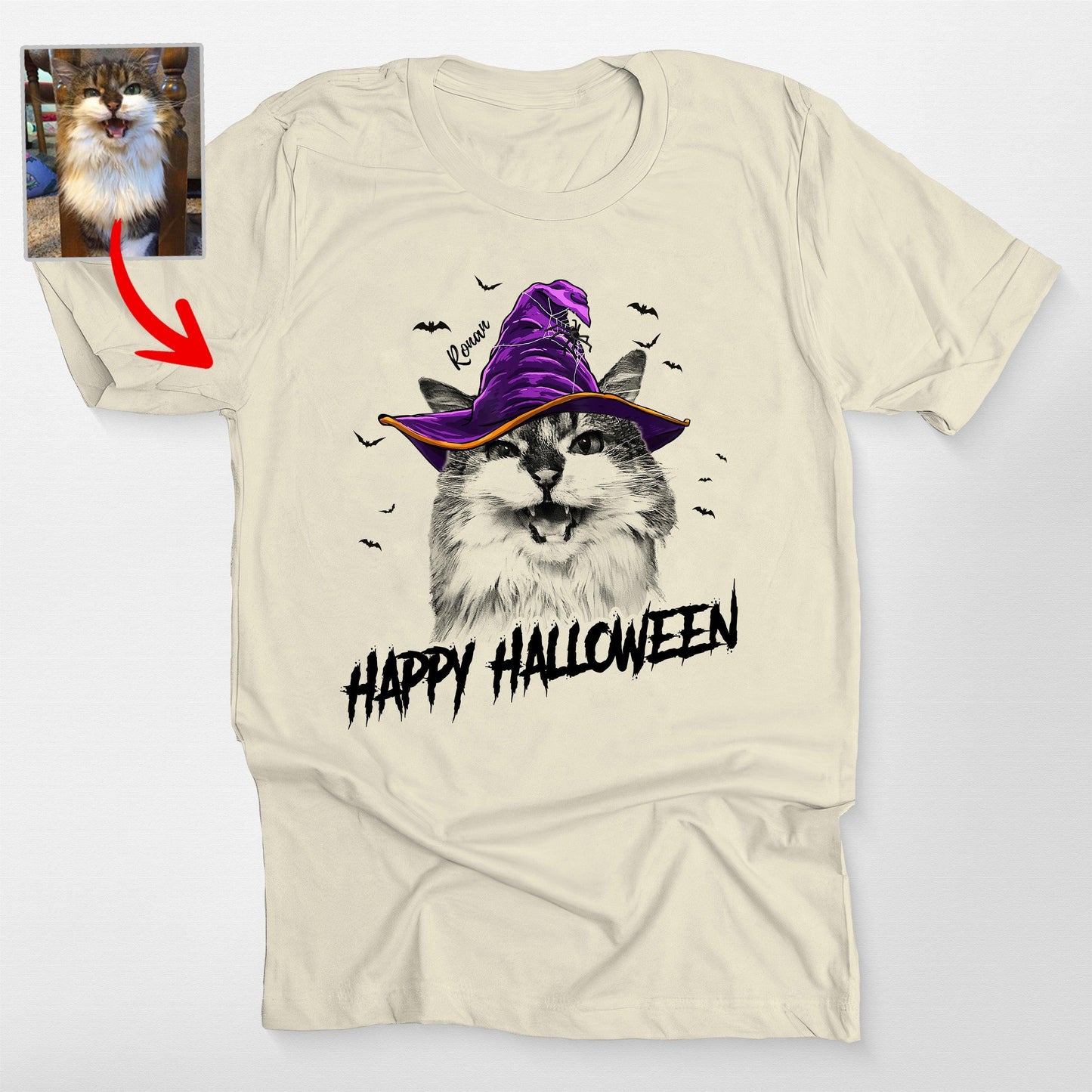Custom Witch Dog Portrait Halloween T-Shirt