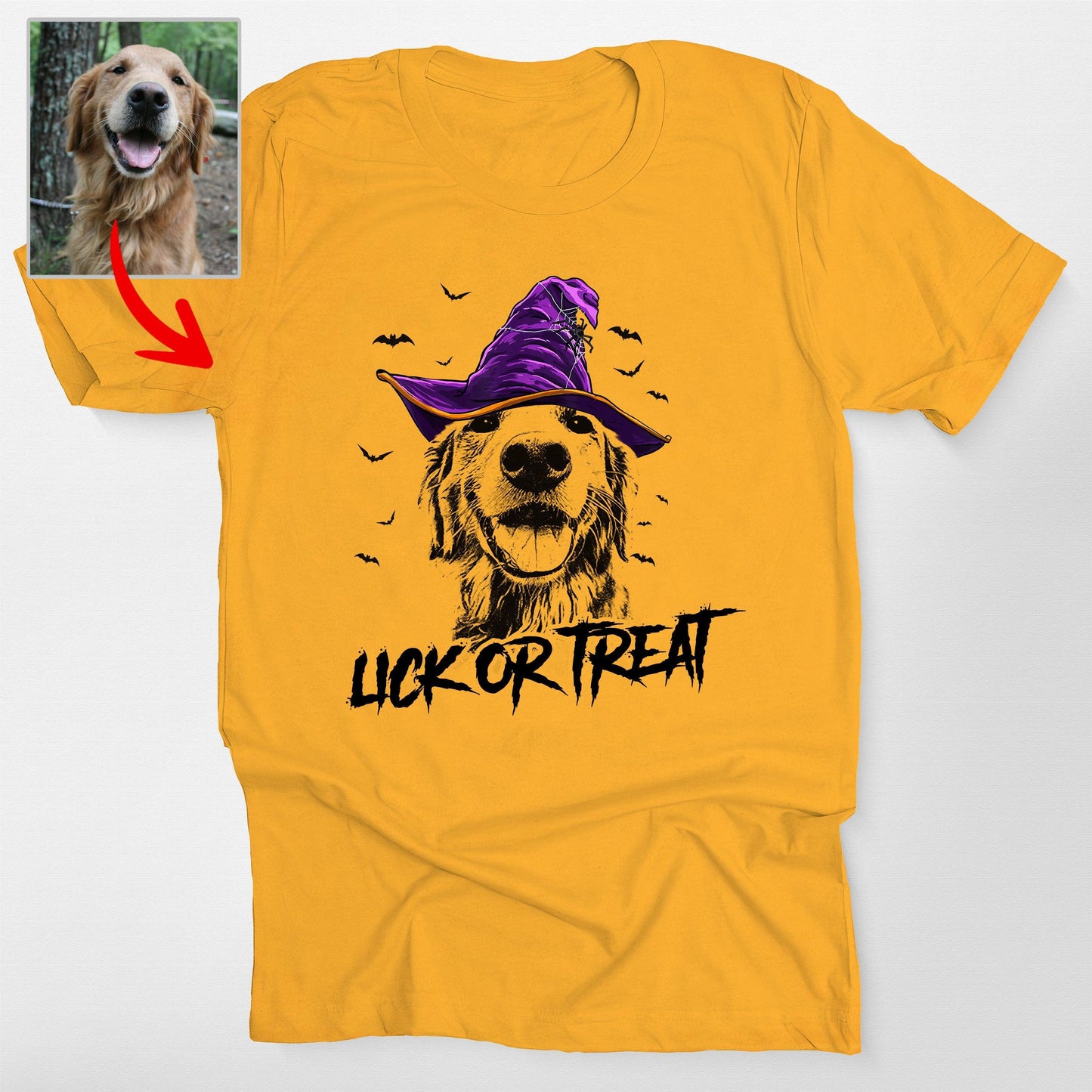 Custom Witch Dog Portrait Halloween T-Shirt