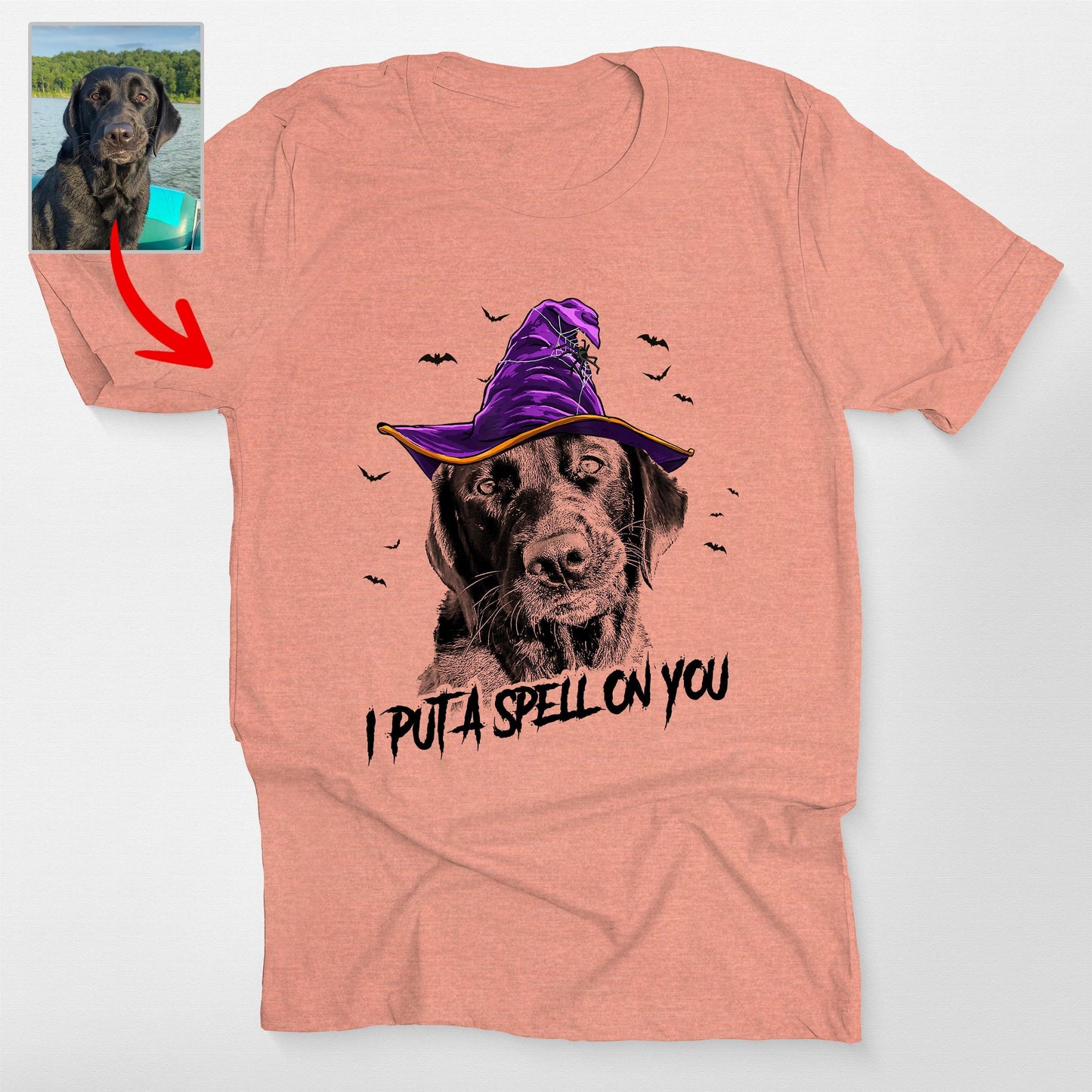 Custom Witch Dog Portrait Halloween T-Shirt