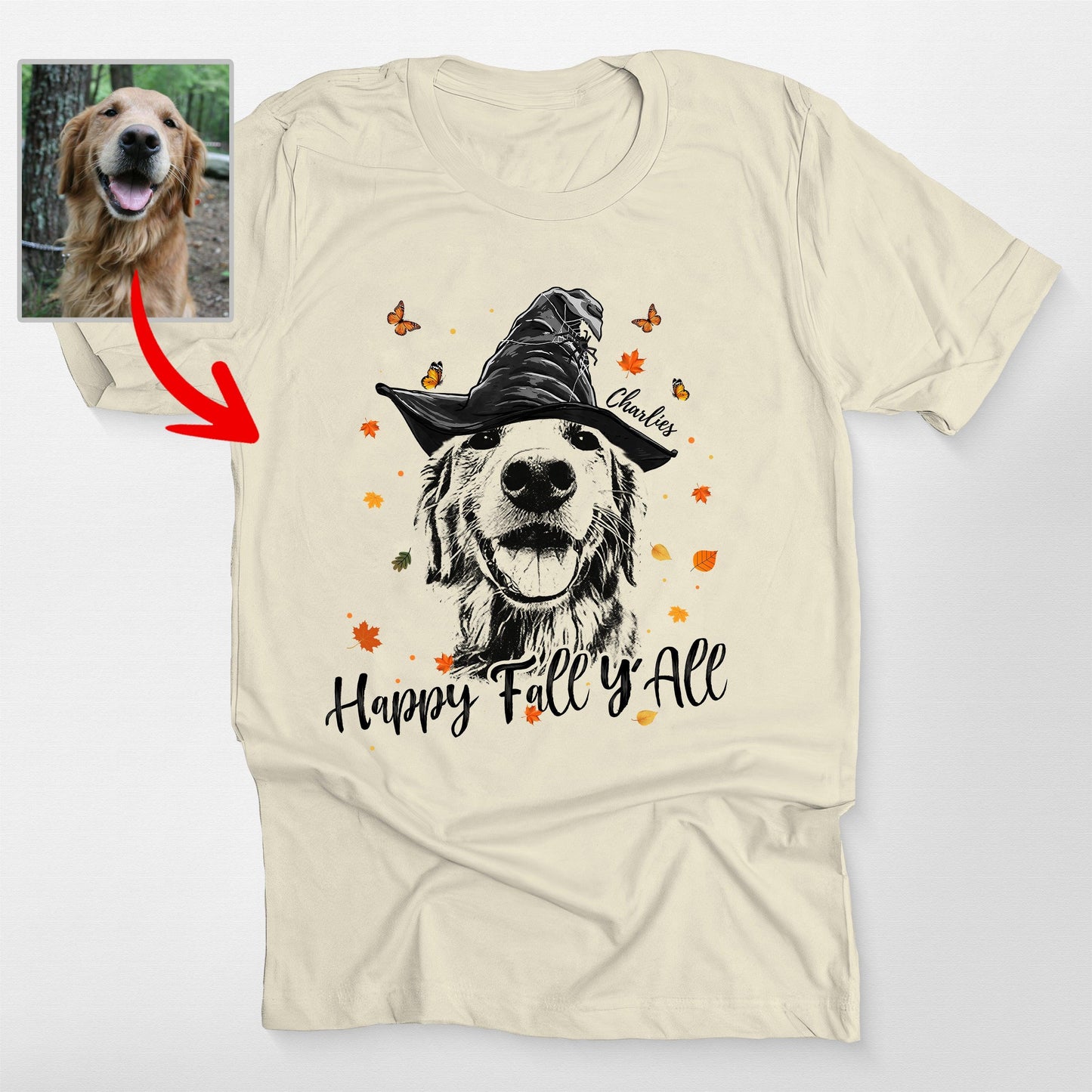 Happy Fall Y'all CustomDog Sketch Unisex T-Shirt Halloween Gift For Dog Lover