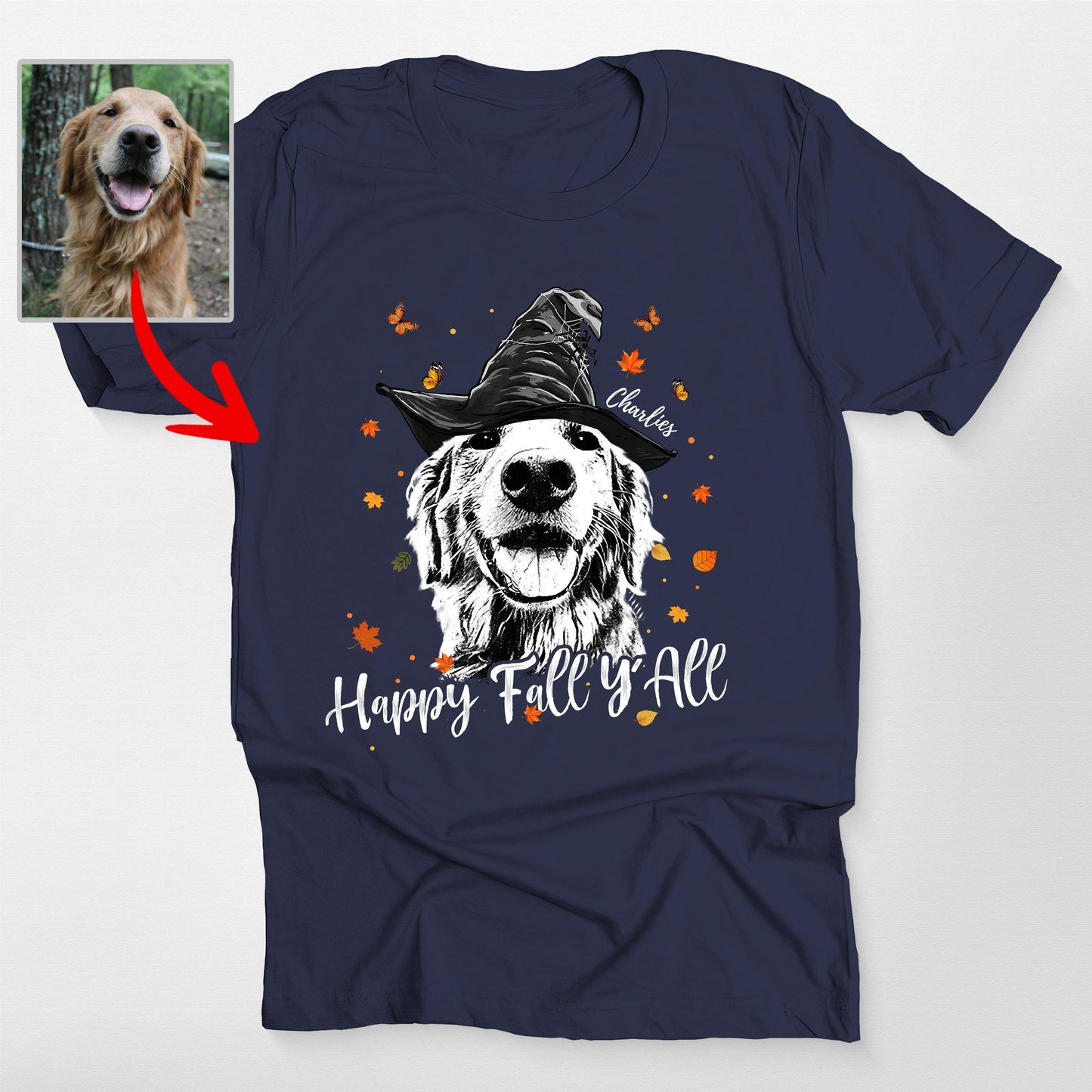 Happy Fall Y'all CustomDog Sketch Unisex T-Shirt Halloween Gift For Dog Lover