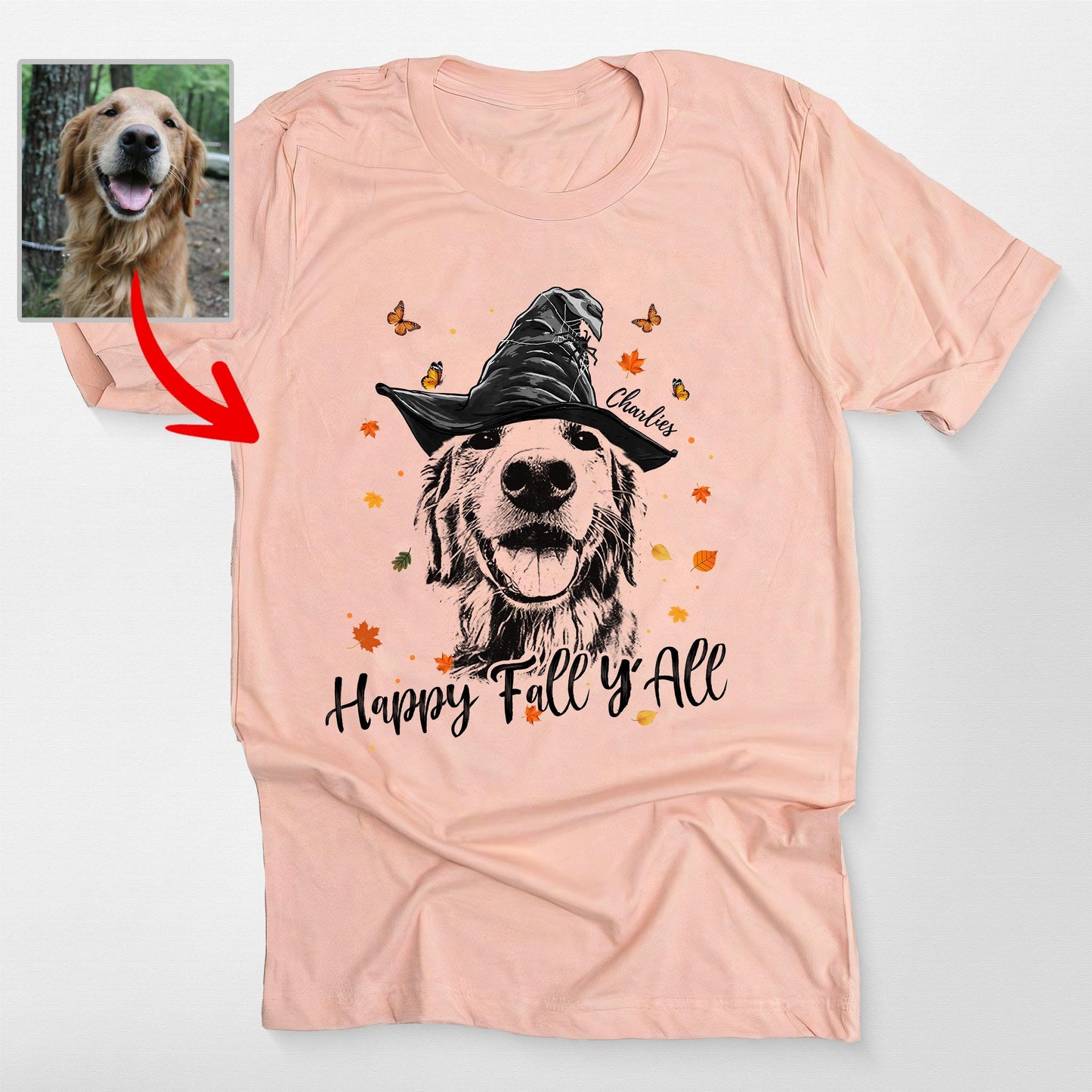 Happy Fall Y'all CustomDog Sketch Unisex T-Shirt Halloween Gift For Dog Lover