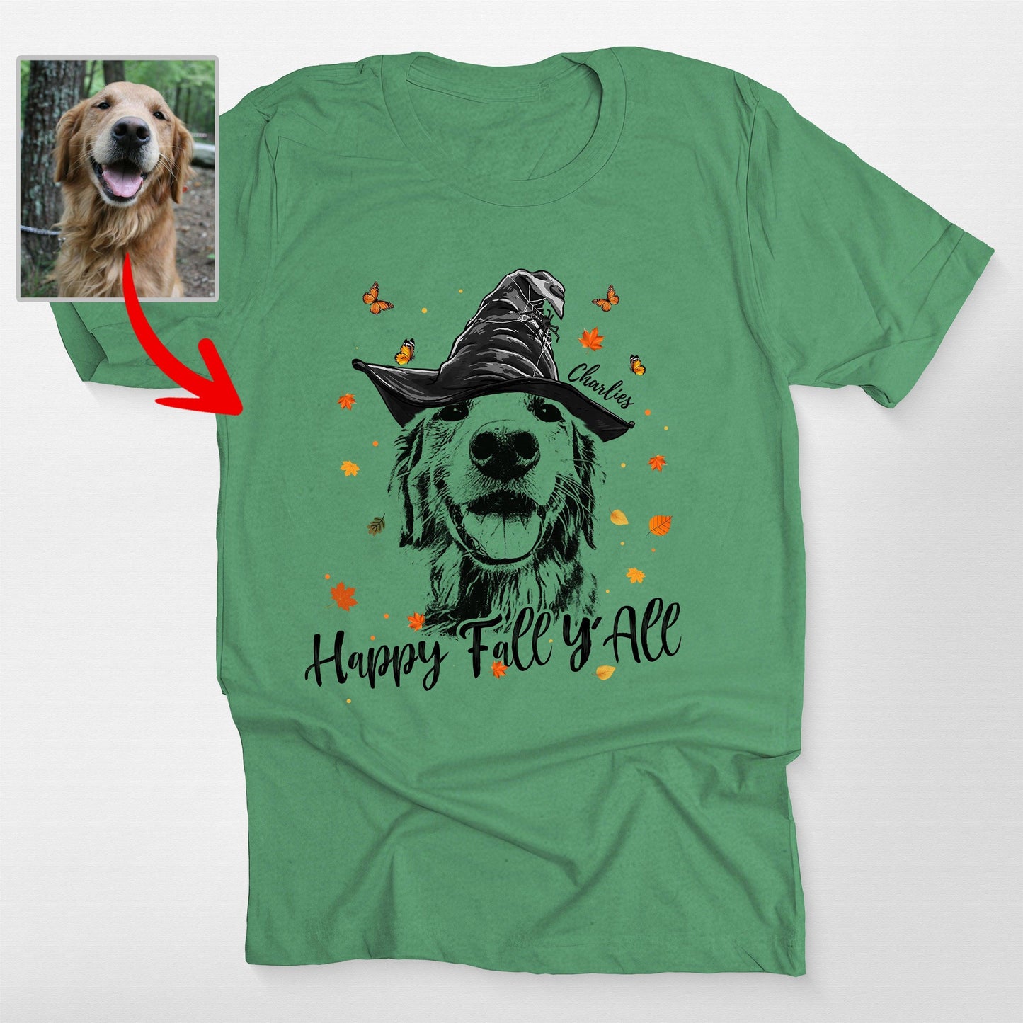 Happy Fall Y'all CustomDog Sketch Unisex T-Shirt Halloween Gift For Dog Lover