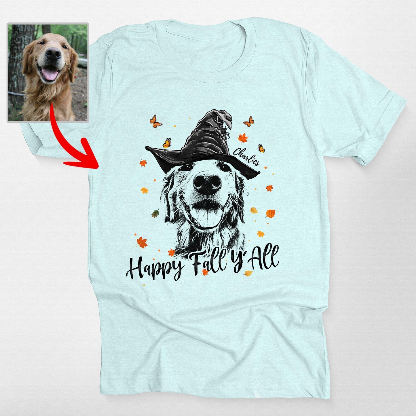 Happy Fall Y'all CustomDog Sketch Unisex T-Shirt Halloween Gift For Dog Lover