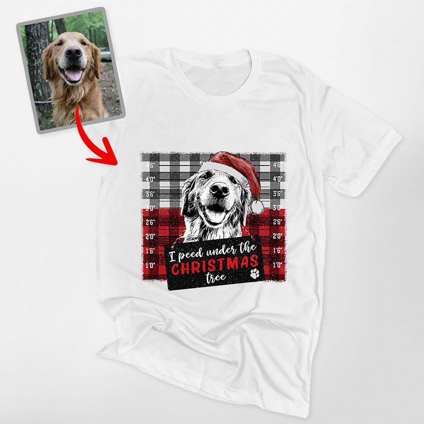 Christmas Custom Dog Portrait Bella Canvas T-Shirt Gift for Dog Lovers