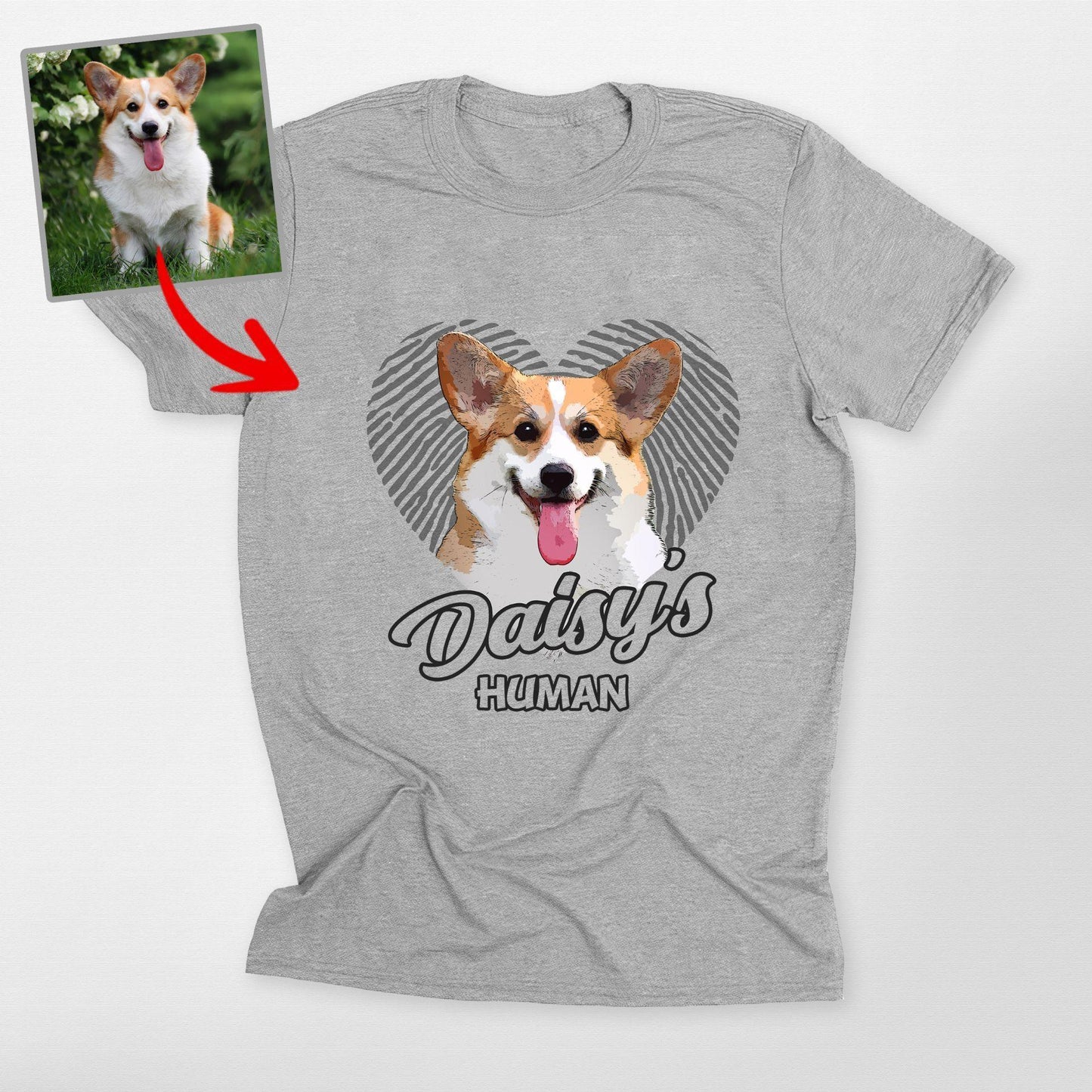 Lovable Custom Dogface in Heart T-shirts