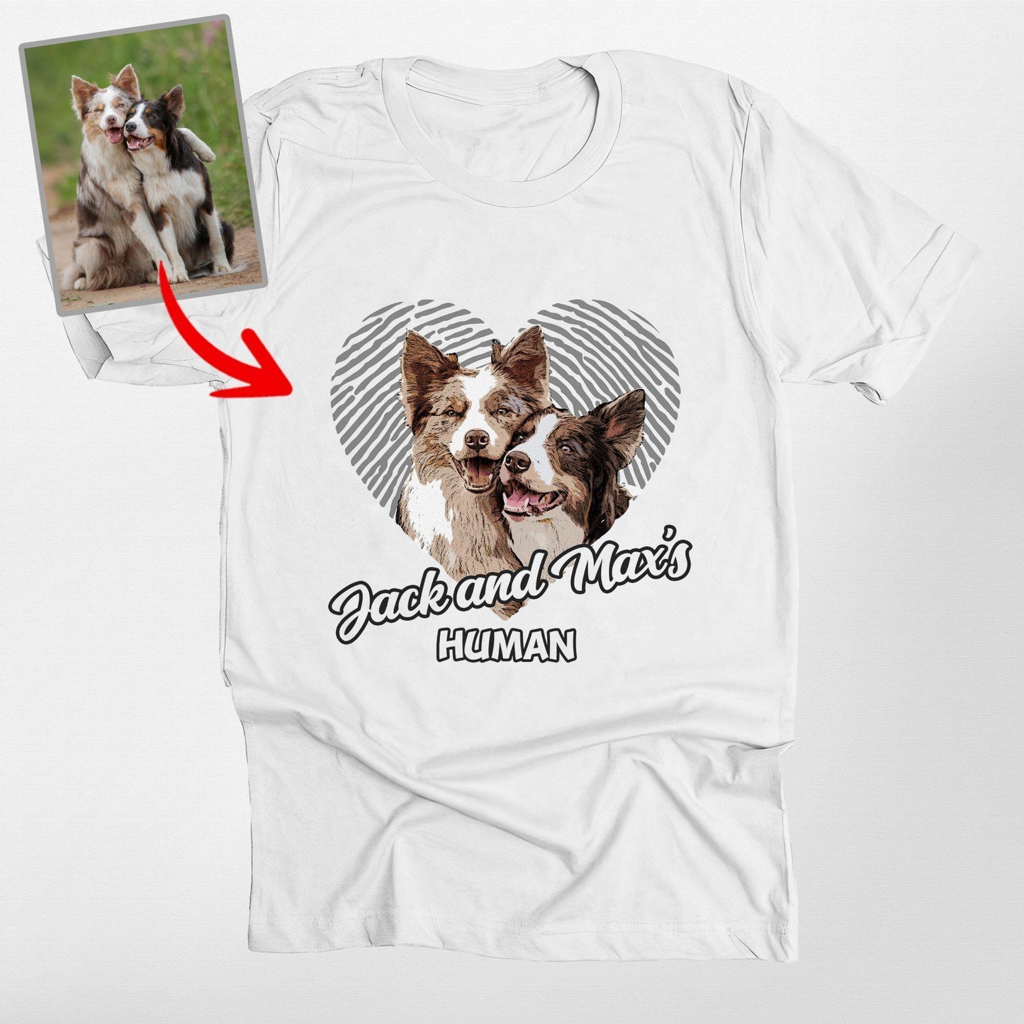Lovable Custom Dogface in Heart T-shirts