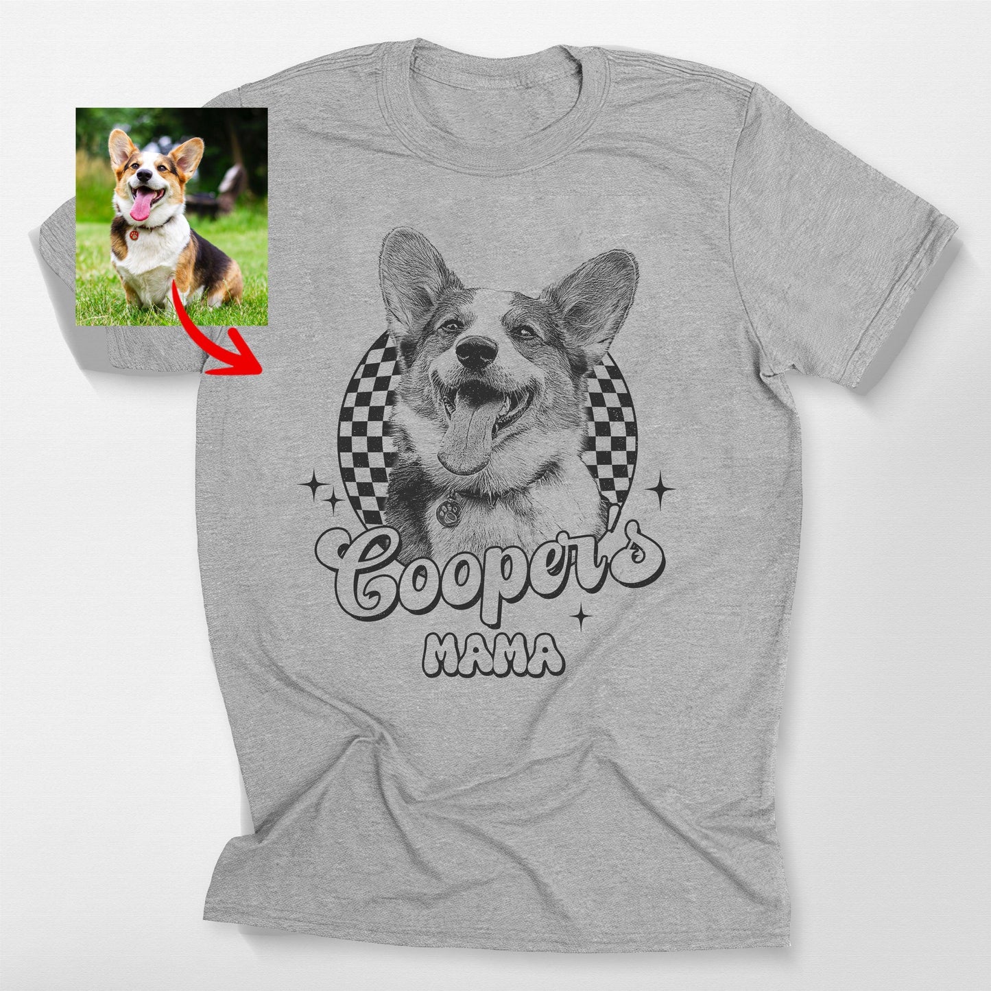 Groovy Checkered Custom Dogface Unisex T-shirt