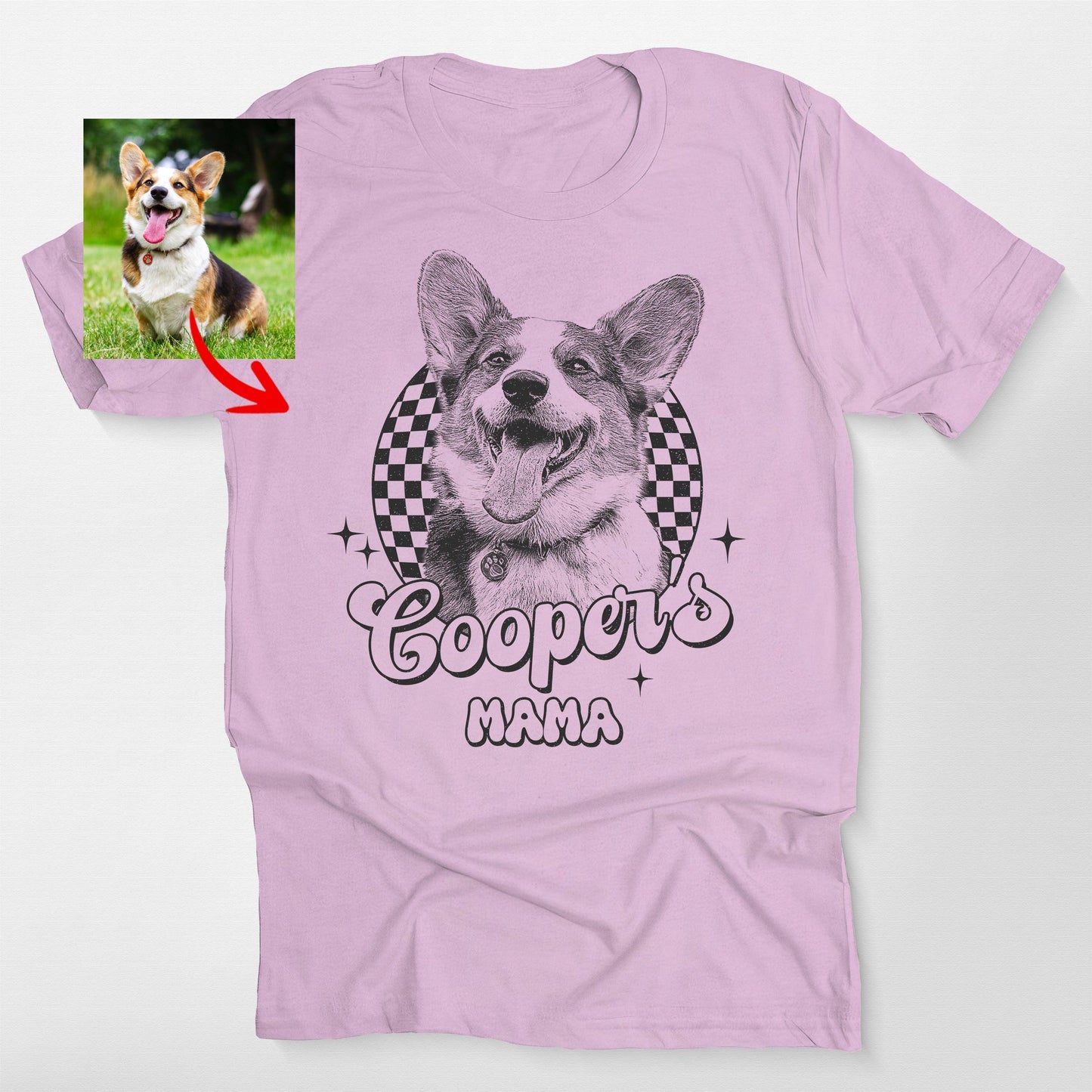 Groovy Checkered Custom Dogface Unisex T-shirt