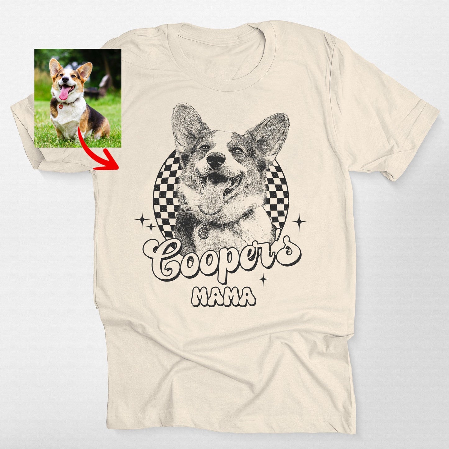 Groovy Checkered Custom Dogface Unisex T-shirt