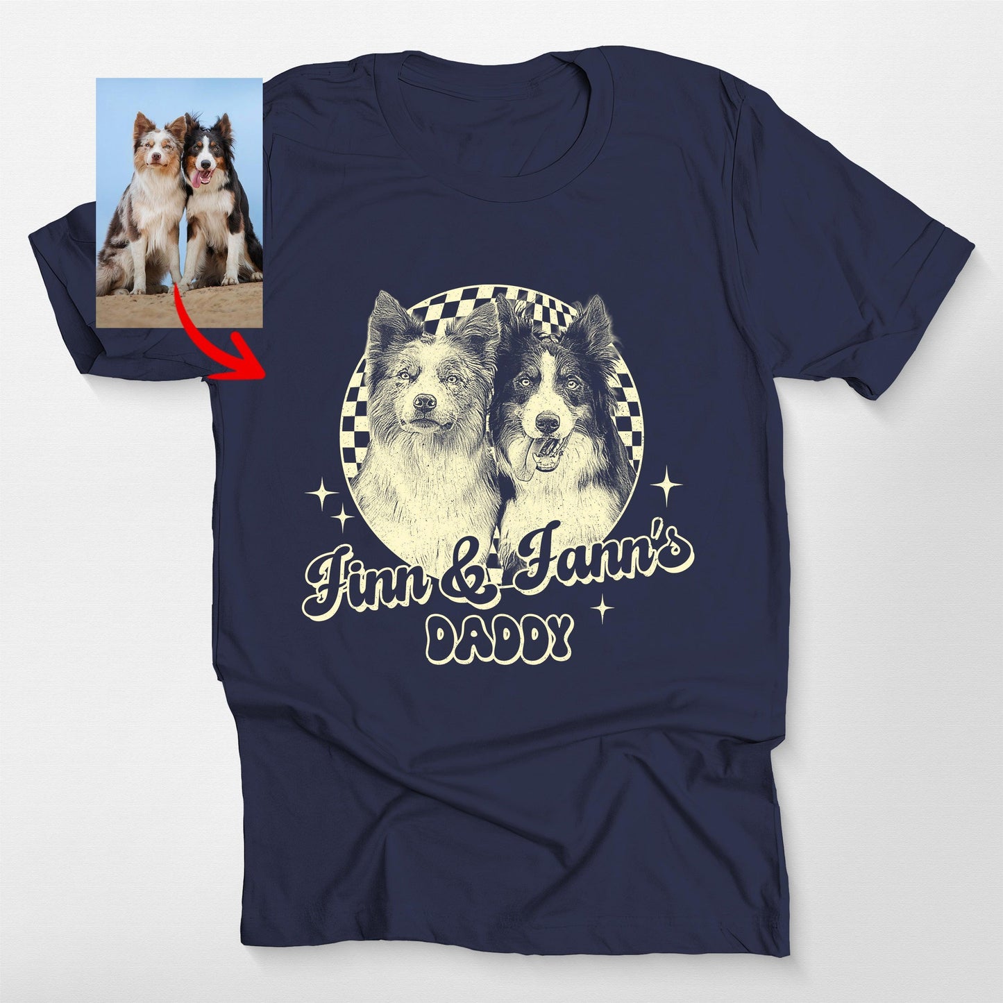 Custom Dogface with Groovy Checkered Style T-shirt