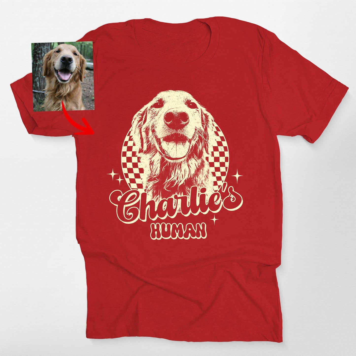 Groovy Checkered Custom Dogface Unisex T-shirt