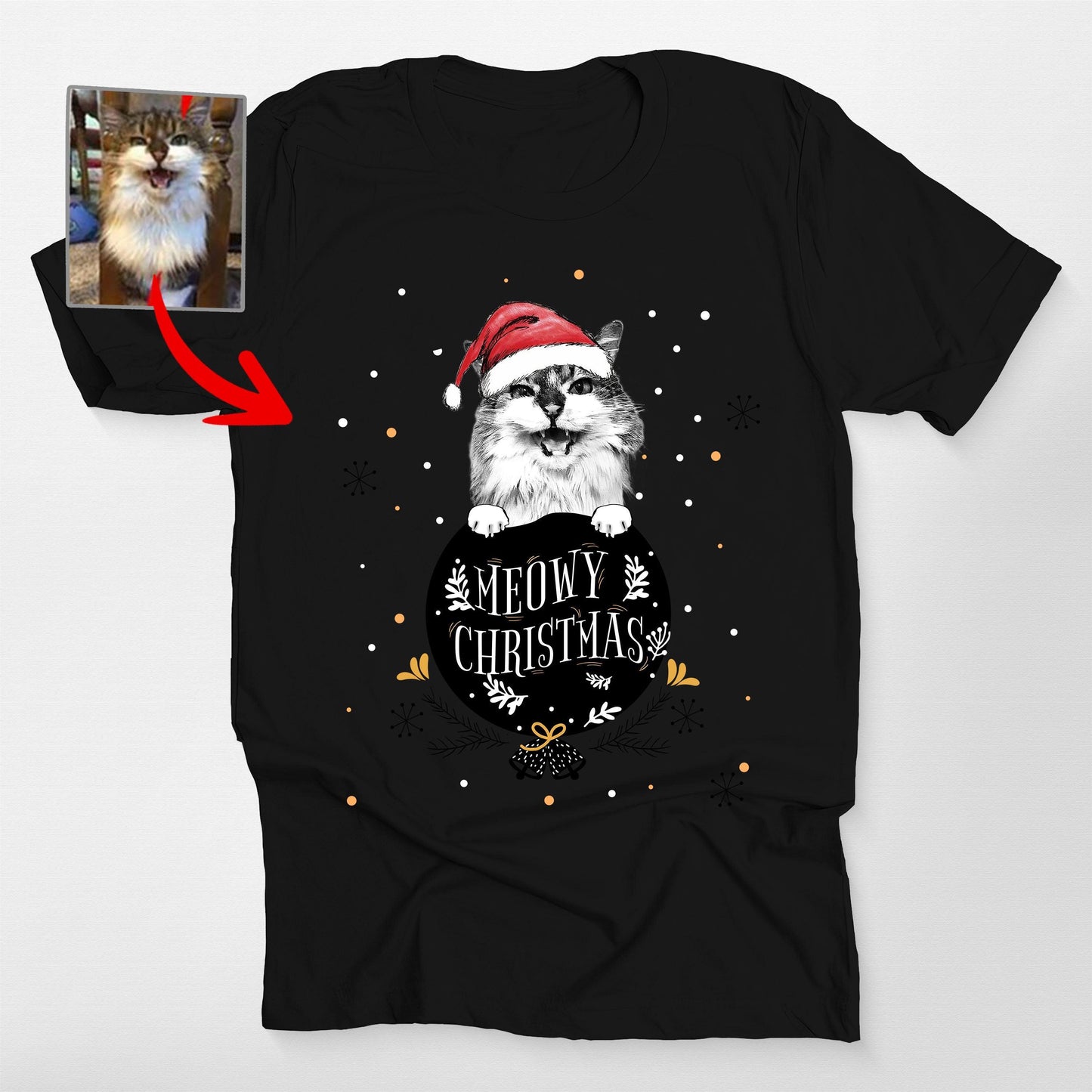 Funny Dog Christmas Bella Canvas Shirt - Custom Dog Portrait Gift