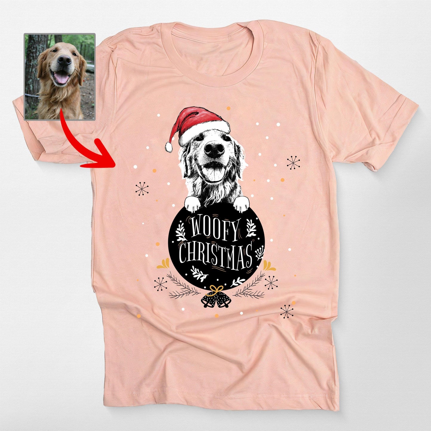 Funny Dog Christmas Bella Canvas Shirt - Custom Dog Portrait Gift