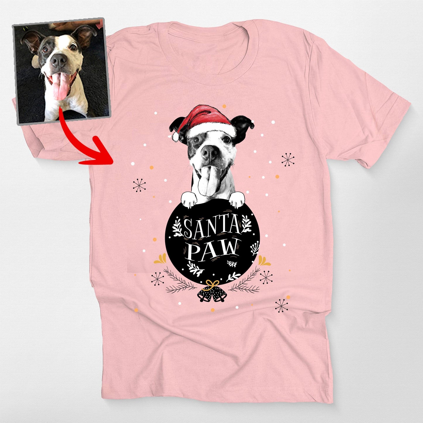 Funny Dog Christmas Bella Canvas Shirt - Custom Dog Portrait Gift