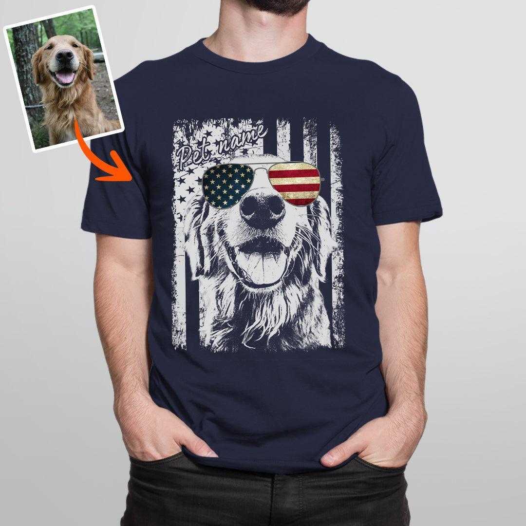 Patriotic Custom Dogface T-Shirt For Dad