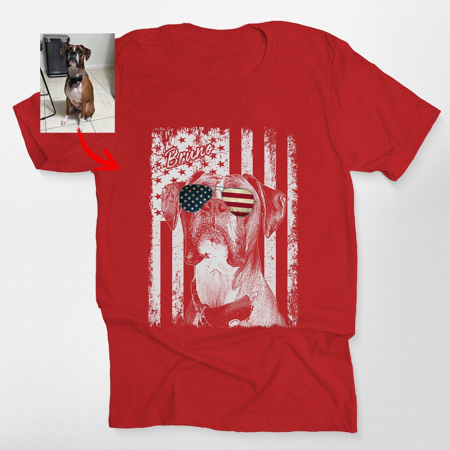 Patriotic Custom Dogface T-Shirt For Dad