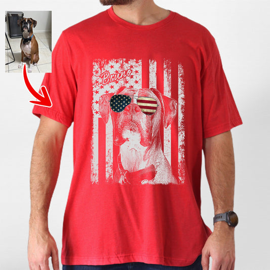 Patriotic Custom Dogface T-Shirt For Dad