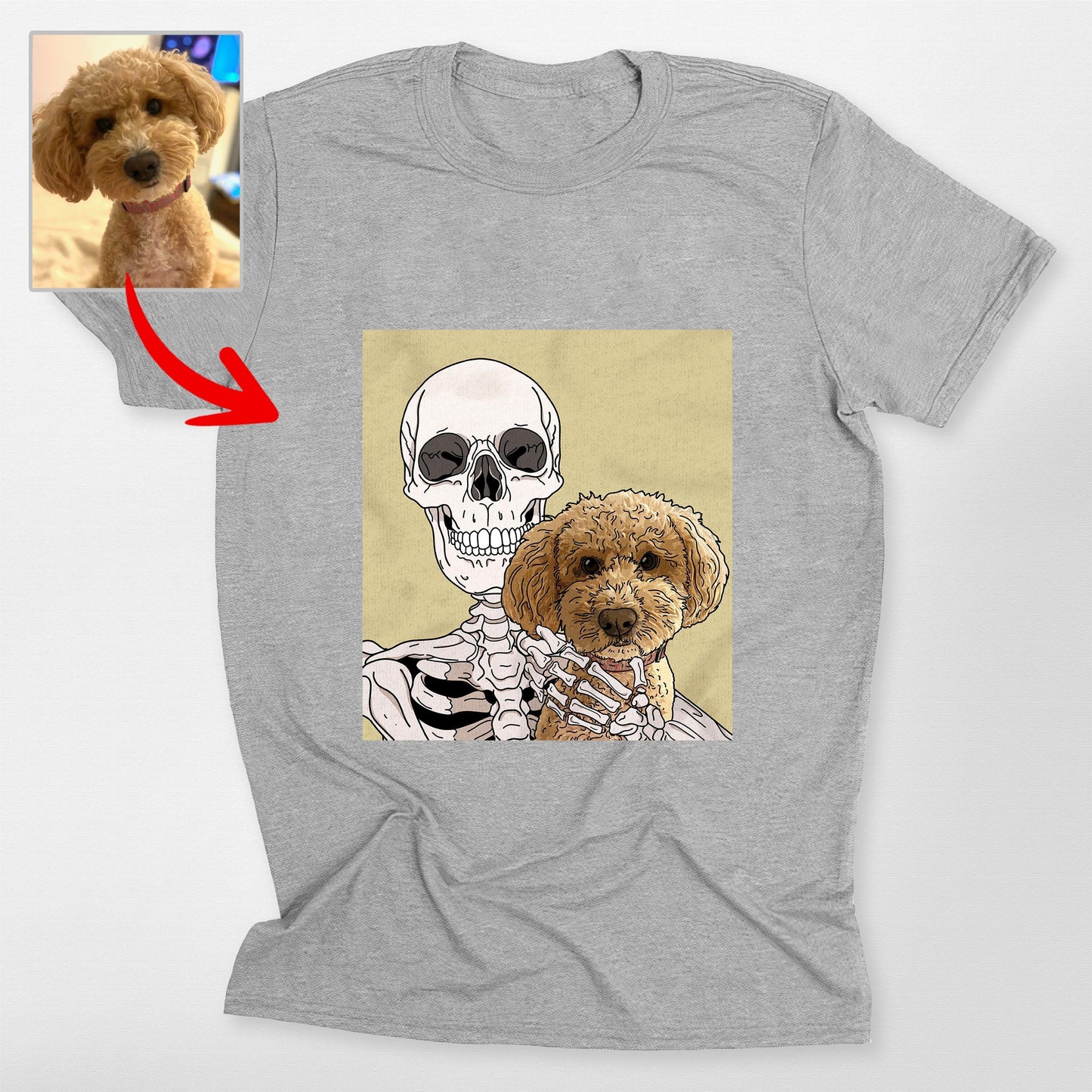 Custom Skeleton Selfie With Dog tshirt for Lovers. Vintage Halloween Tee