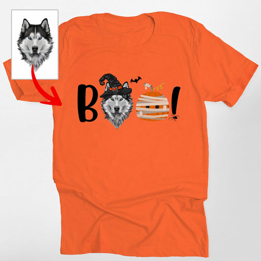 Boo! Customized Halloween Dog Portrait Unisex T-Shirt For Dog's Human