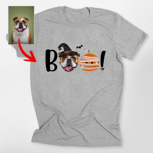 Boo! Customized Halloween Dog Portrait Unisex T-Shirt For Dog's Human