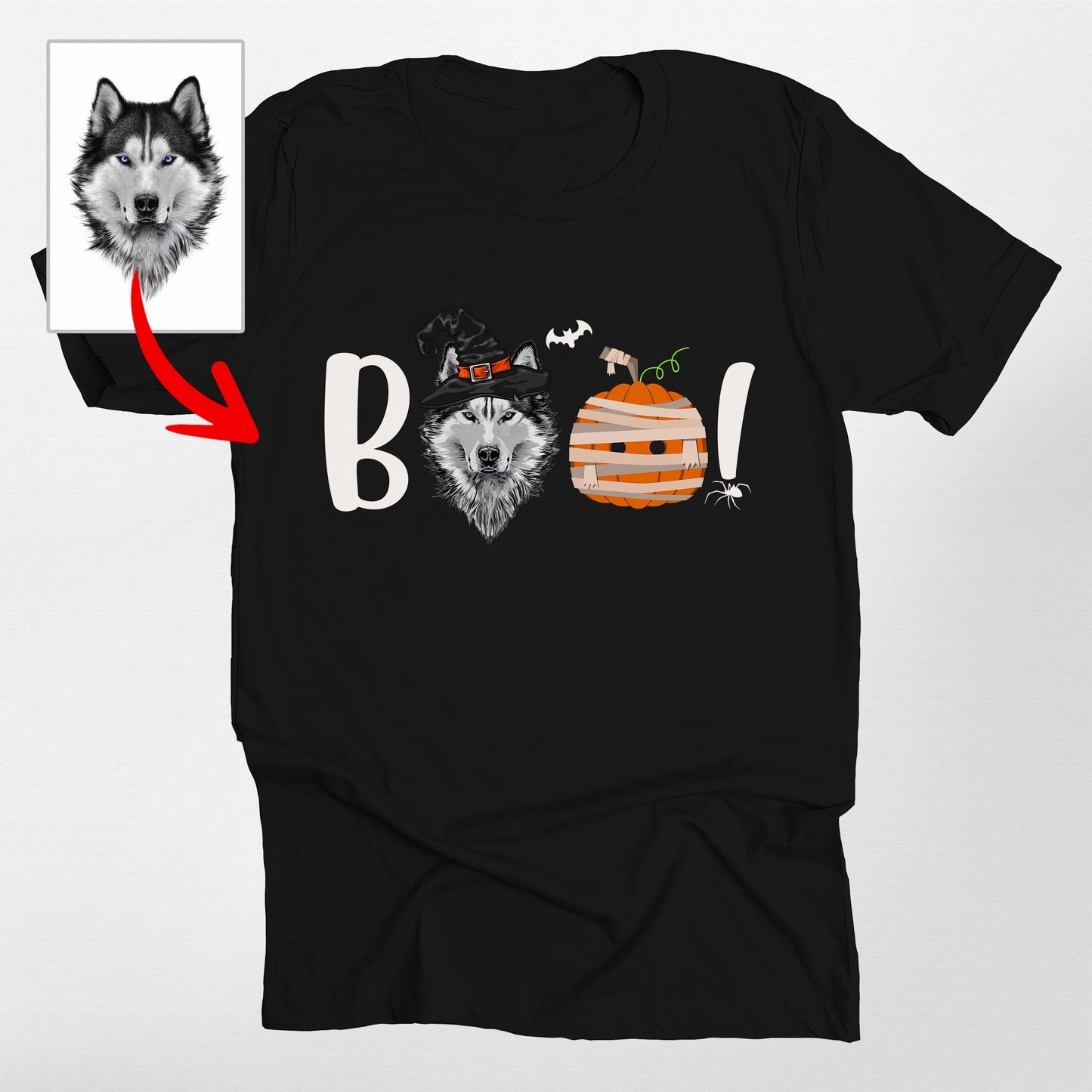 Boo! Customized Halloween Dog Portrait Unisex T-Shirt For Dog's Human