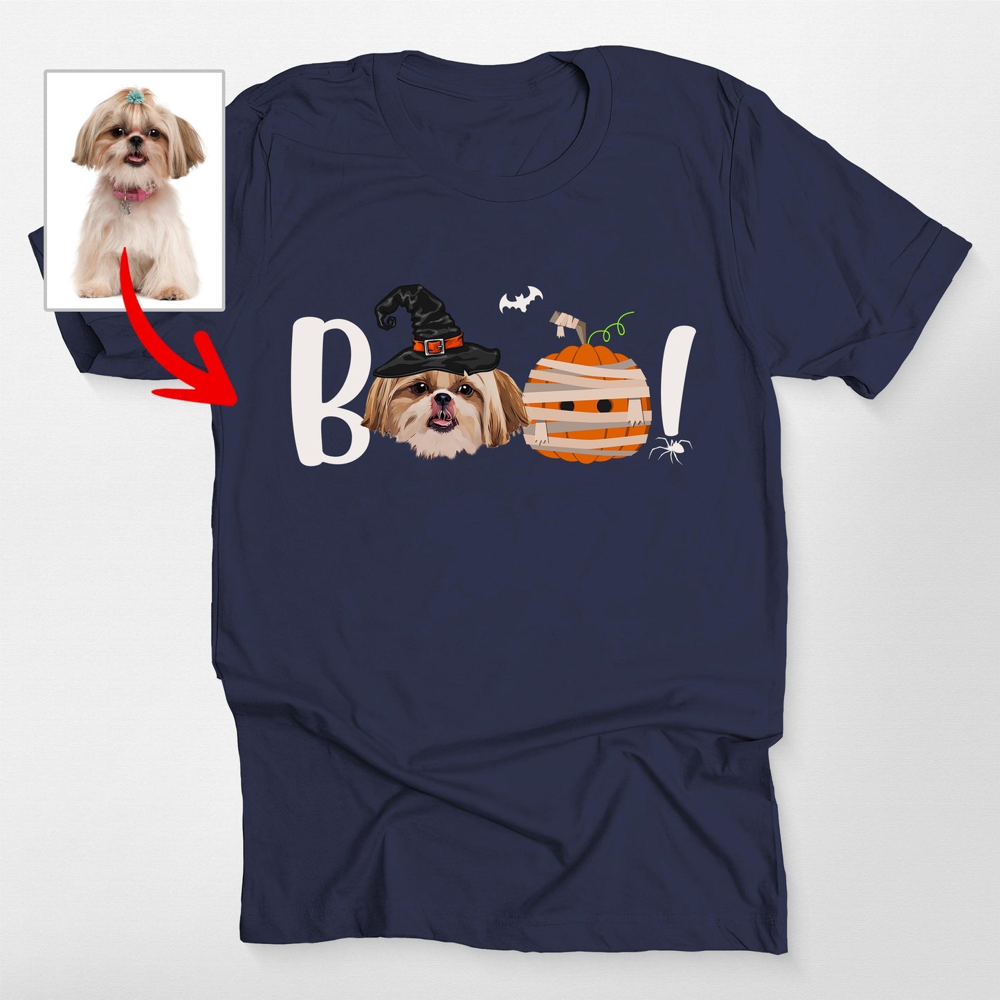 Boo! Customized Halloween Dog Portrait Unisex T-Shirt For Dog's Human