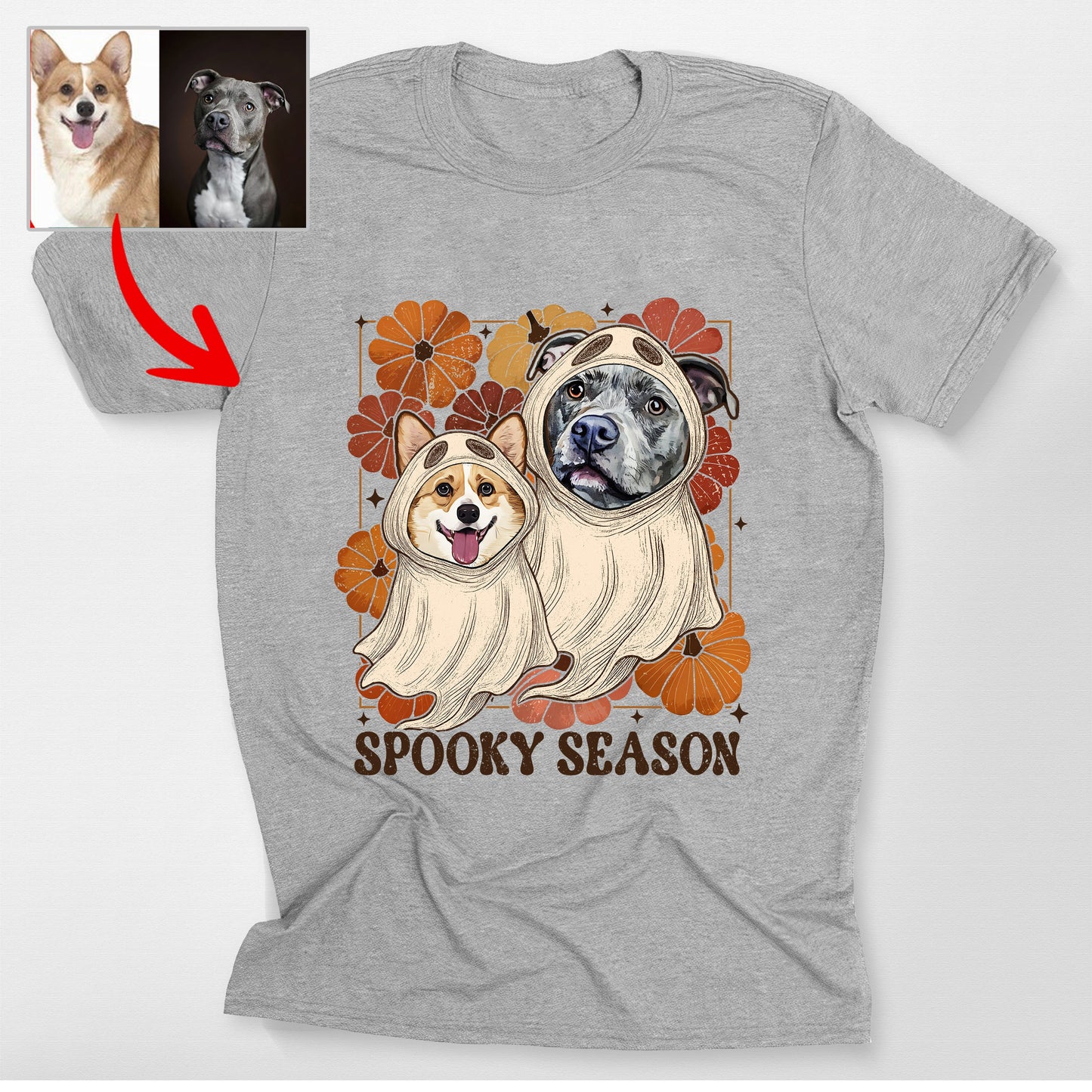 Cute Dog Ghost Spooky Season Bella Canvas Shirt for Dog Lovers