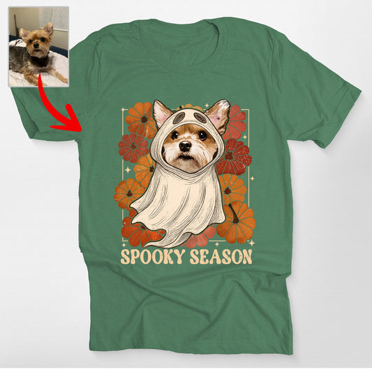 Cute Dog Ghost Spooky Season Bella Canvas Shirt for Dog Lovers