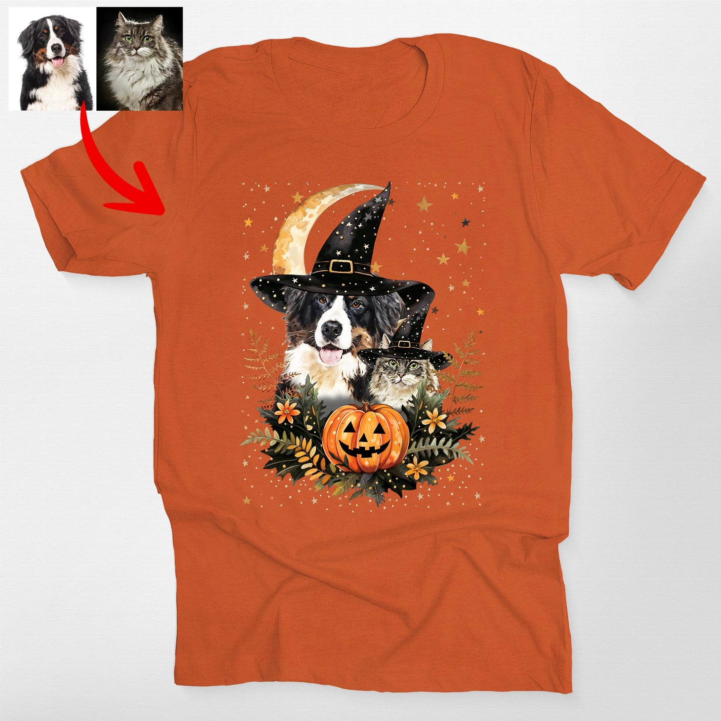 Custom Dog Bella Canvas Halloween T-Shirt – Witchy Moon Design